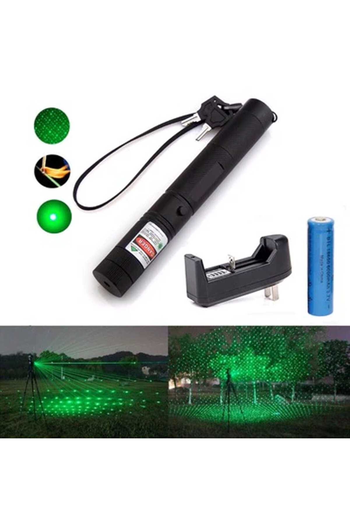 Go İthalat Şarjlı Yeşi̇l Lazer Poi̇nter 100 Mw (4457)