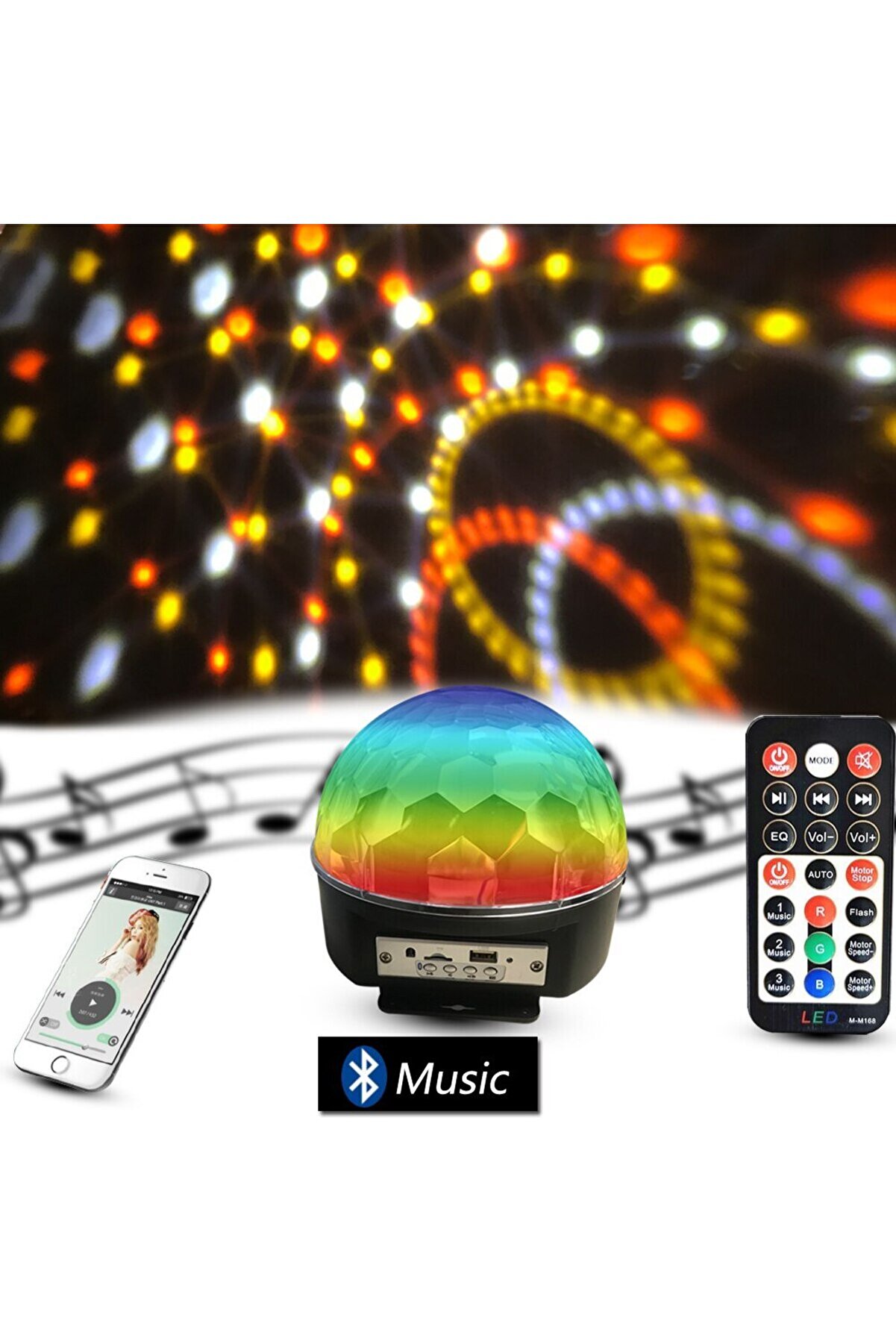 Go İthalat Bluetooth Sd Aux Usb Led Di̇sko Lamba Topu Speaker (4457)
