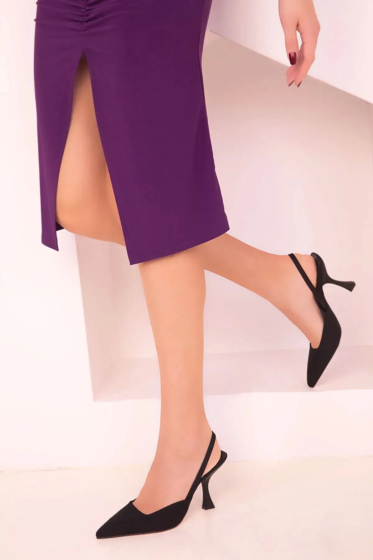 Gult Si̇yah Kadın Klasi̇k Topuklu Ayakkabı