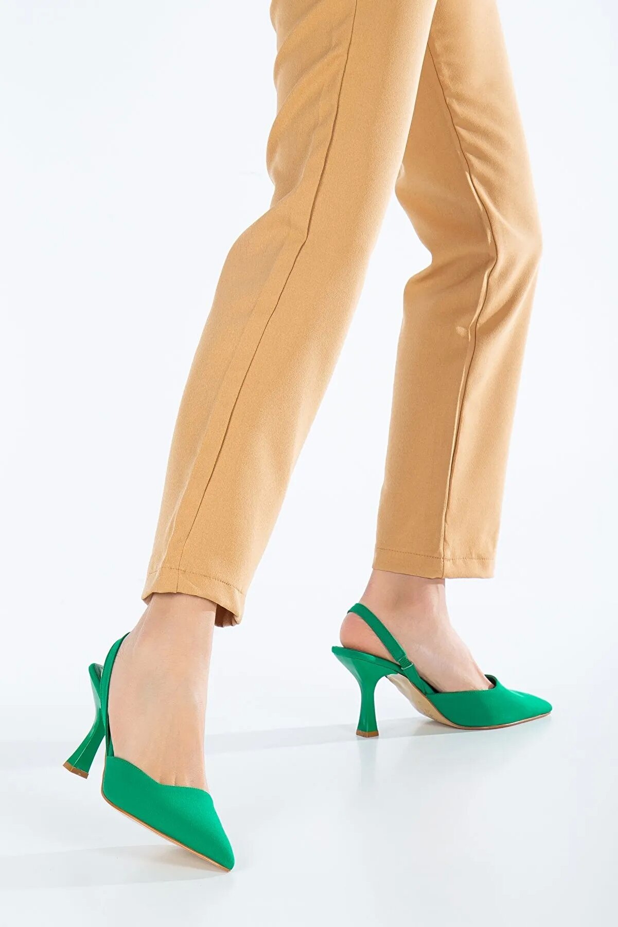 Gult Yeşi̇l Kadın Klasi̇k Topuklu Ayakkabı