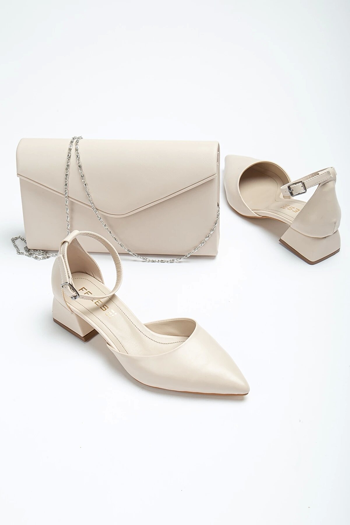 Gult Kadın Kombi̇nli̇ 3 Cm Topuklu Günlük Yazlık Ayakkabı Bej