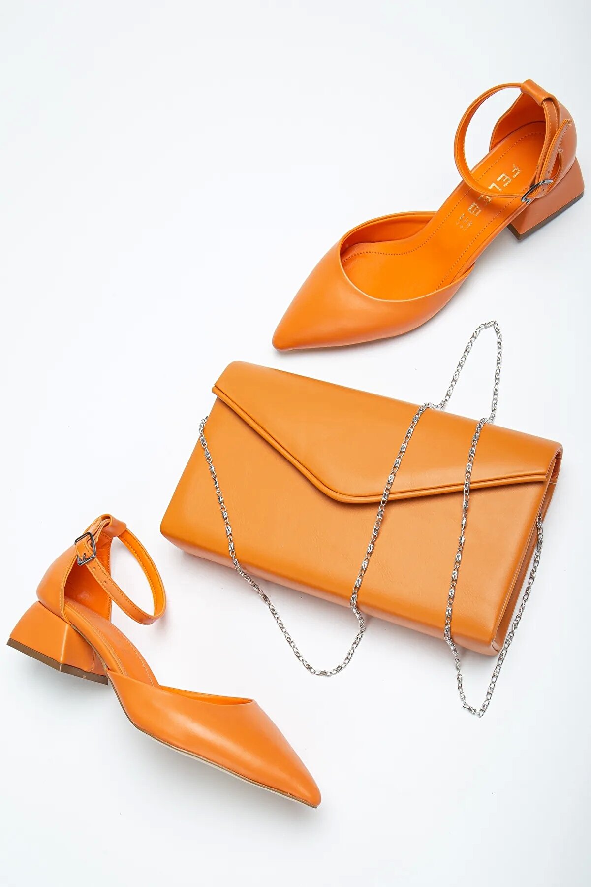 Gult Kadın Kombi̇nli̇ 3 Cm Topuklu Günlük Yazlık Ayakkabı Turuncu