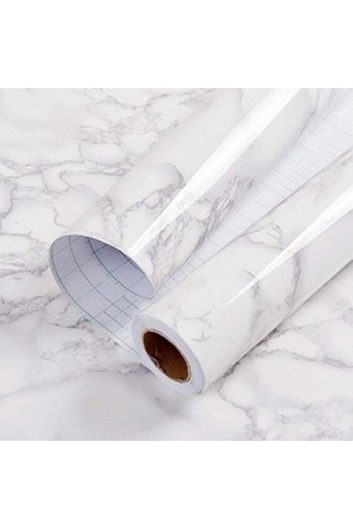 evimdeyokyok Beyaz Mermer Desenli Yapışkanlı Tezgah Folyosu (3 mt.x 60 cm)