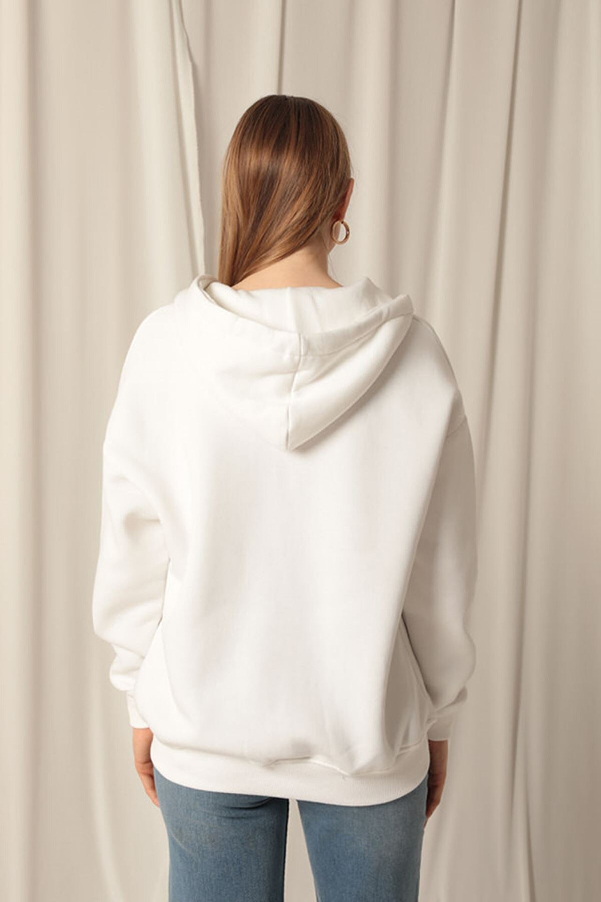 Hoppa Modam &Uuml;&ccedil; İpli̇k Kanguru Cep Fermuarlı Kap&uuml;şonlu Kadın Sweat Hırka