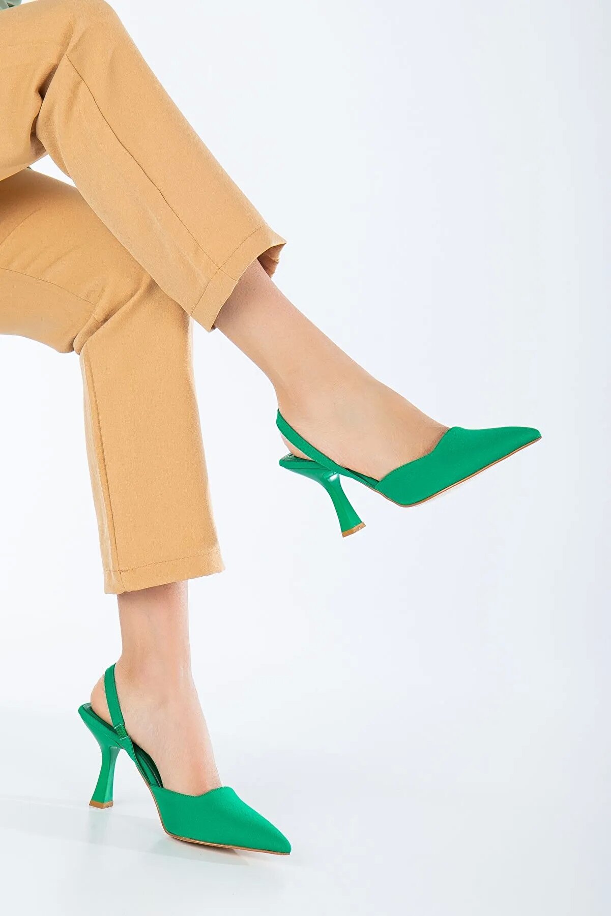 Gult Yeşi̇l Kadın Klasi̇k Topuklu Ayakkabı
