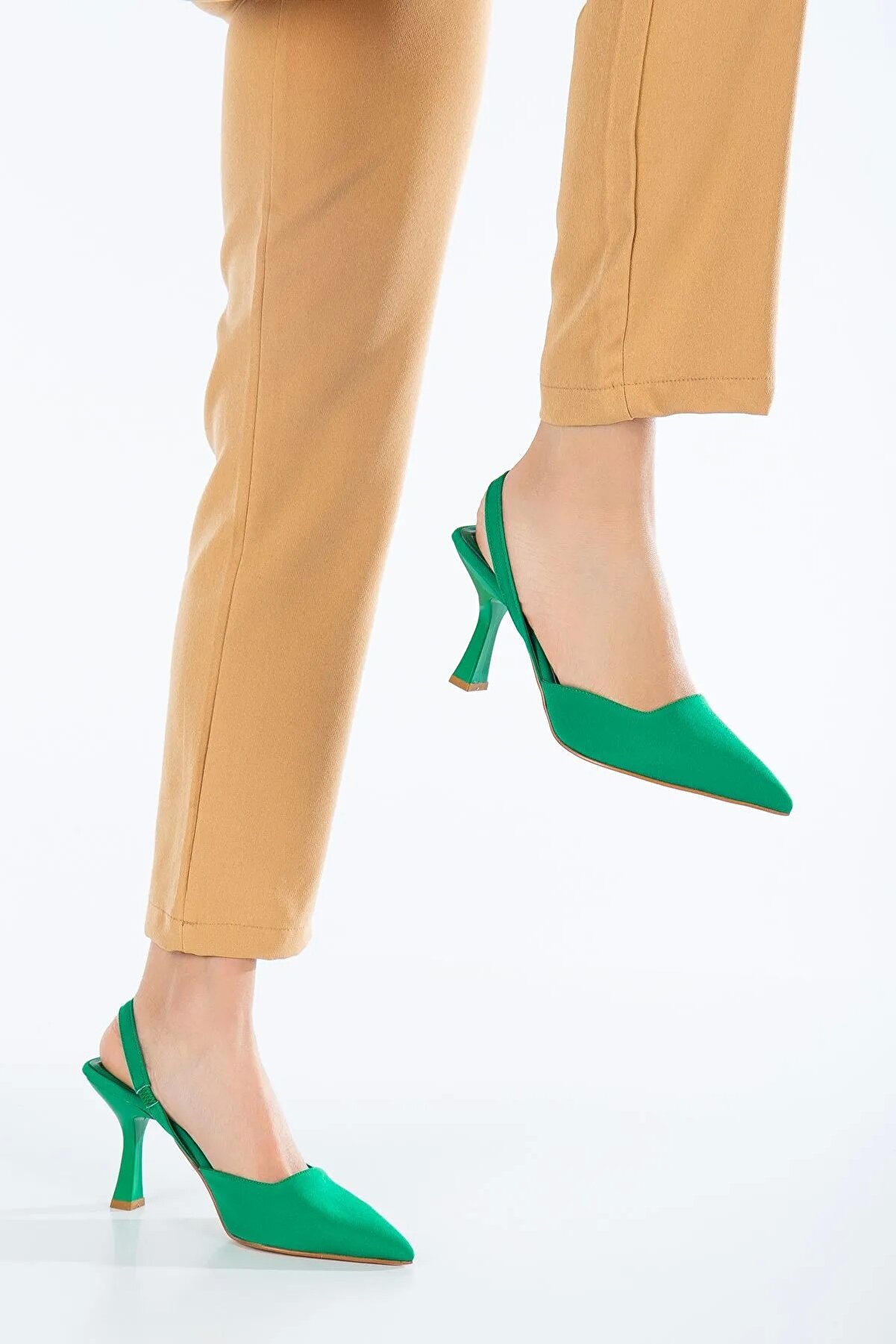Gult Yeşi̇l Kadın Klasi̇k Topuklu Ayakkabı