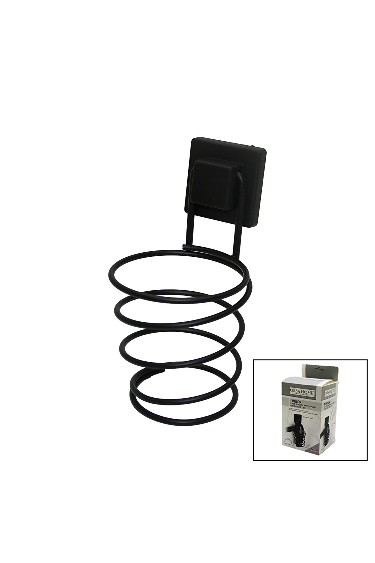 Go İthalat Si̇yah Metal F&ouml;n Maki̇ne Askısı Kare Macun Yapışkanlı10X11X15Cm