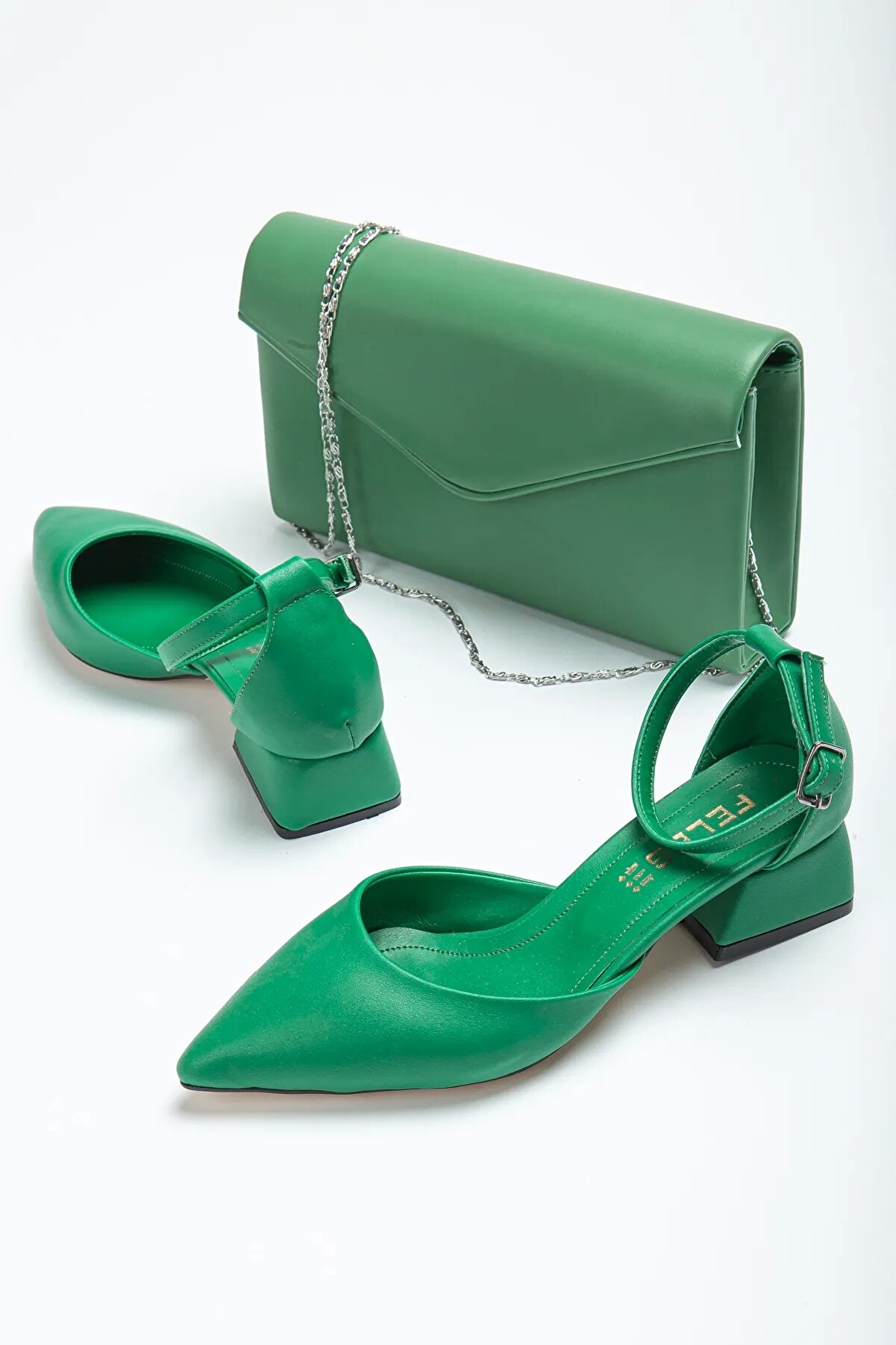 Gult Kadın Kombi̇nli̇ 3 Cm Topuklu Günlük Yazlık Ayakkabı Yeşi̇l