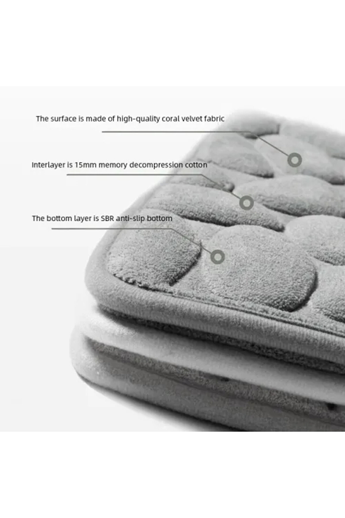 Memory Kaydırmaz Banyo Paspası Gri̇