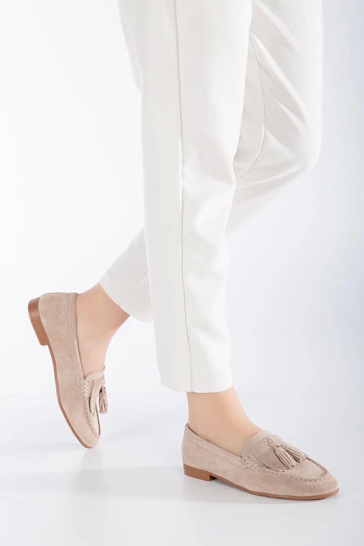 Gult Kadın Haki̇ki̇ Deri̇ Günlük Ayakkabı