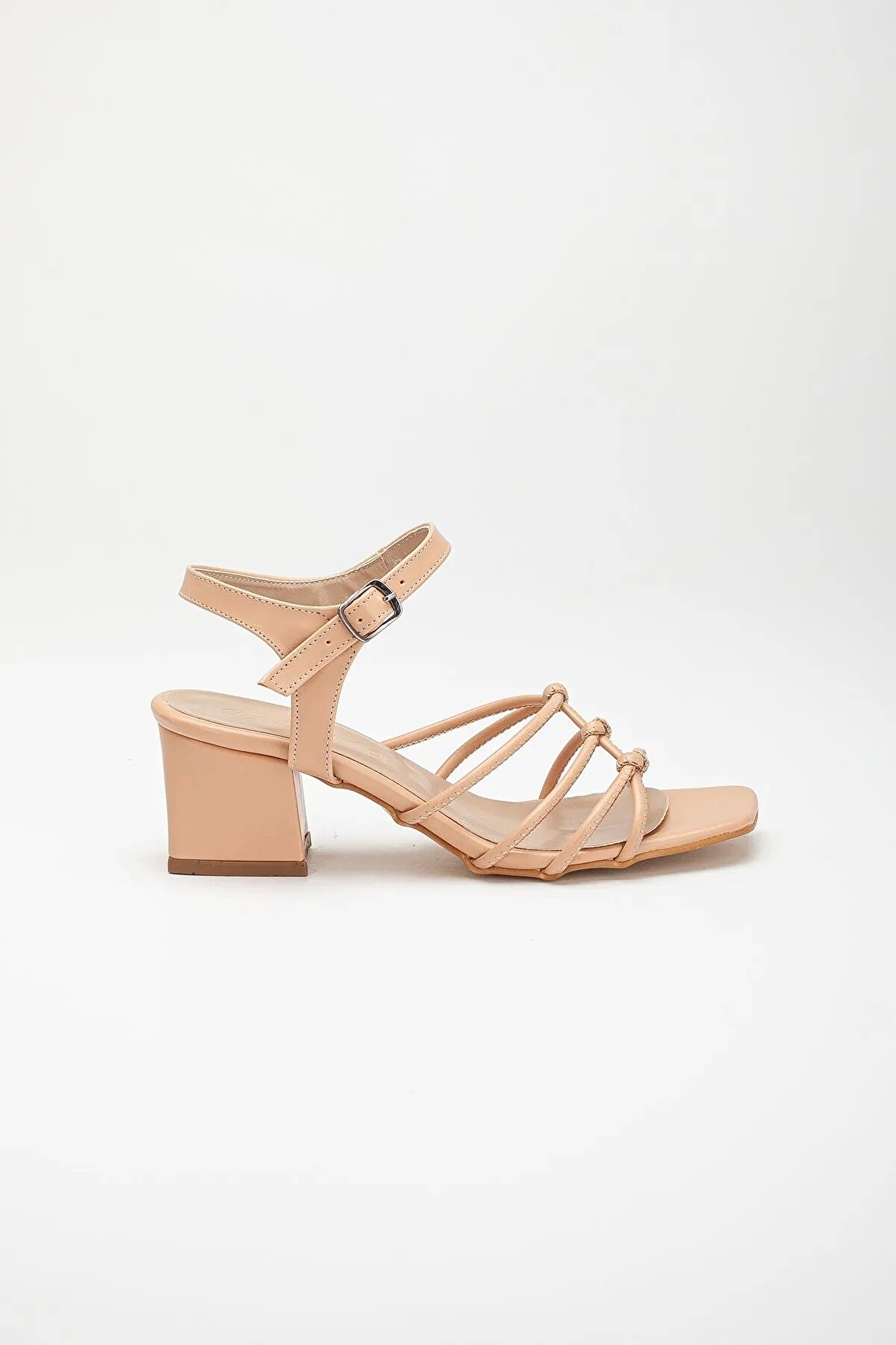 Gult Kadın Kalın Kısa Topuklu Düğüm Bi̇yeli̇