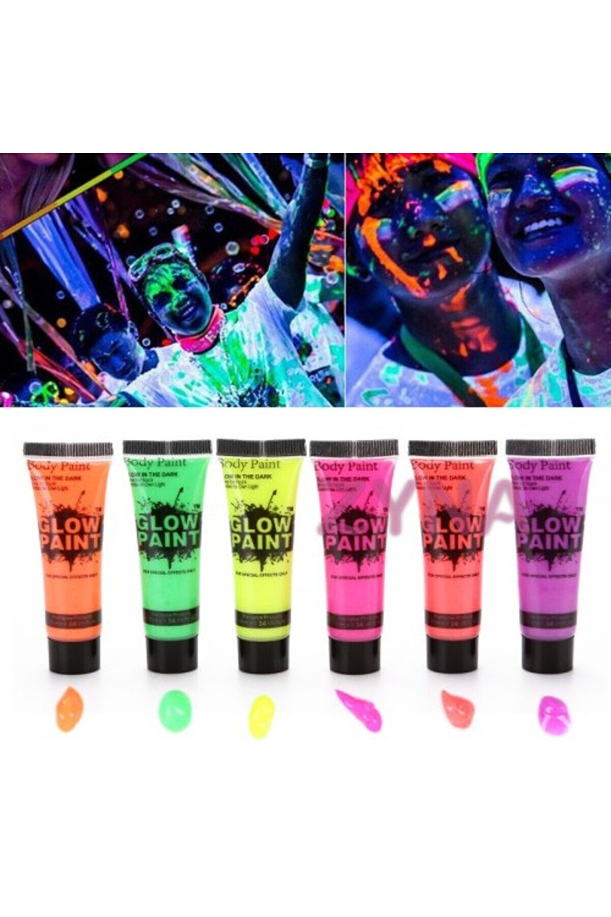 Neonlu Glow Parti̇ Yüz Boyası 6 Renk 6 Adet
