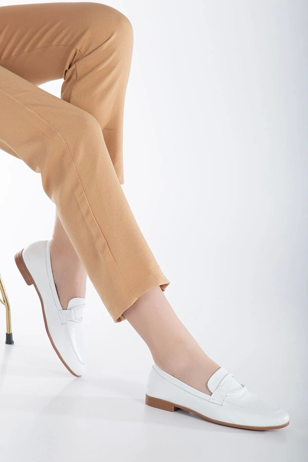 Gult Kadın Haki̇ki̇ Deri̇ Günlük Ayakkabı