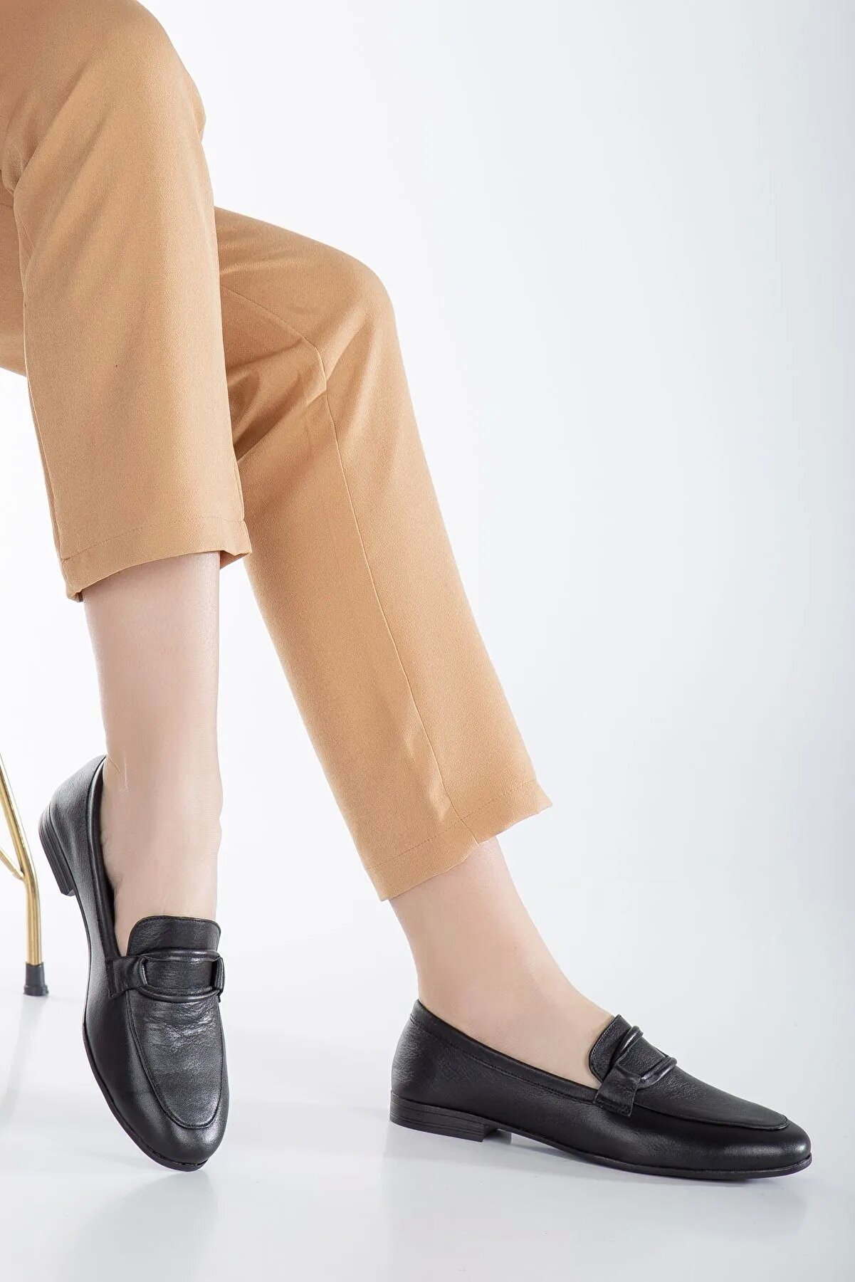 Gult Kadın Haki̇ki̇ Deri̇ Günlük Ayakkabı