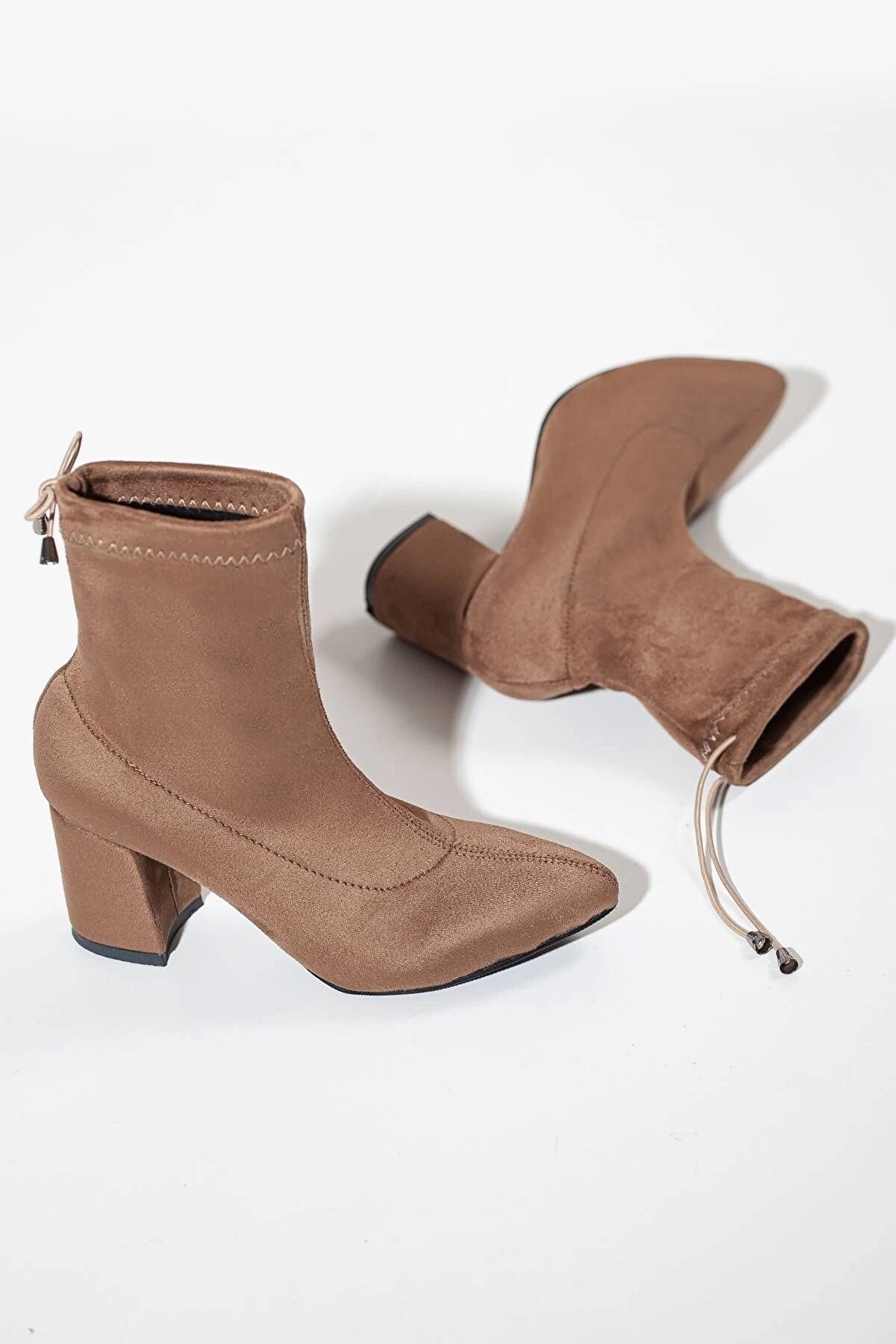 Gult Kadın Vi̇zon Streç Bot, Kadın Süet Topuklu Bot & Booti̇e