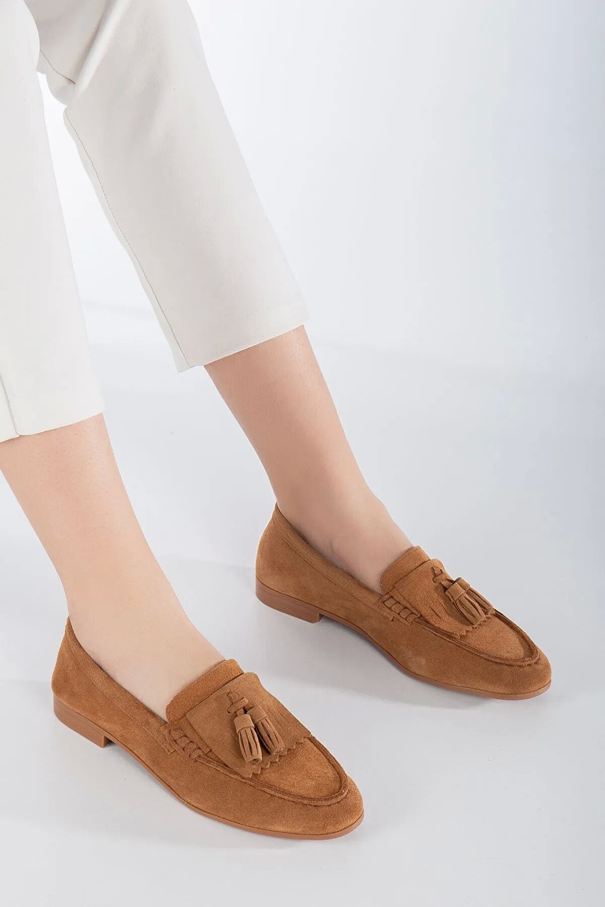 Gult Kadın Haki̇ki̇ Deri̇ Günlük Ayakkabı