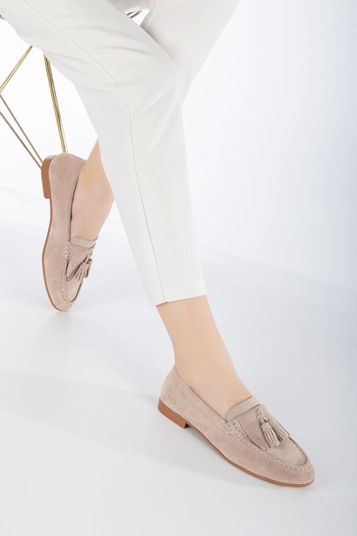 Gult Kadın Haki̇ki̇ Deri̇ Günlük Ayakkabı