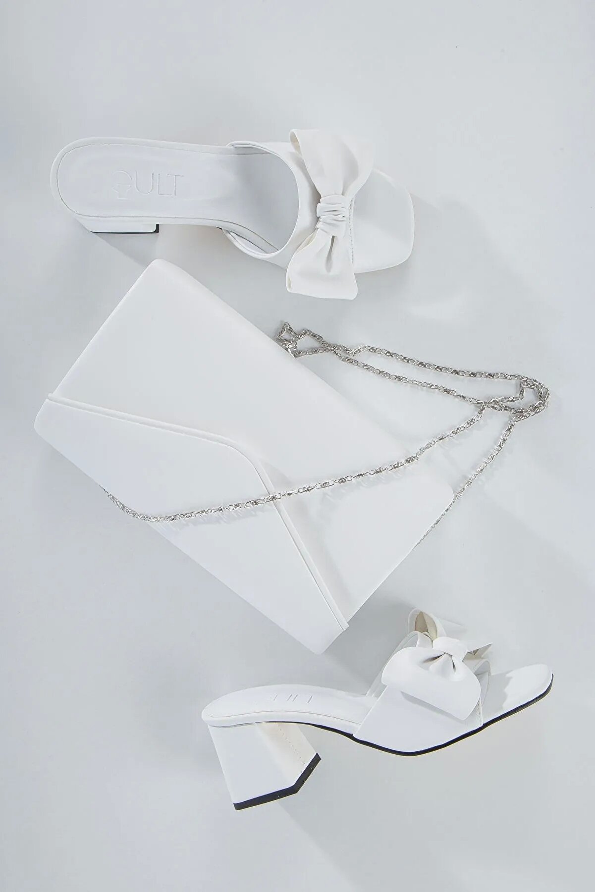 Gult Kadın 5 Cm Kalın Topuklu Çanta Kombi̇nli̇ Terli̇k Takımı