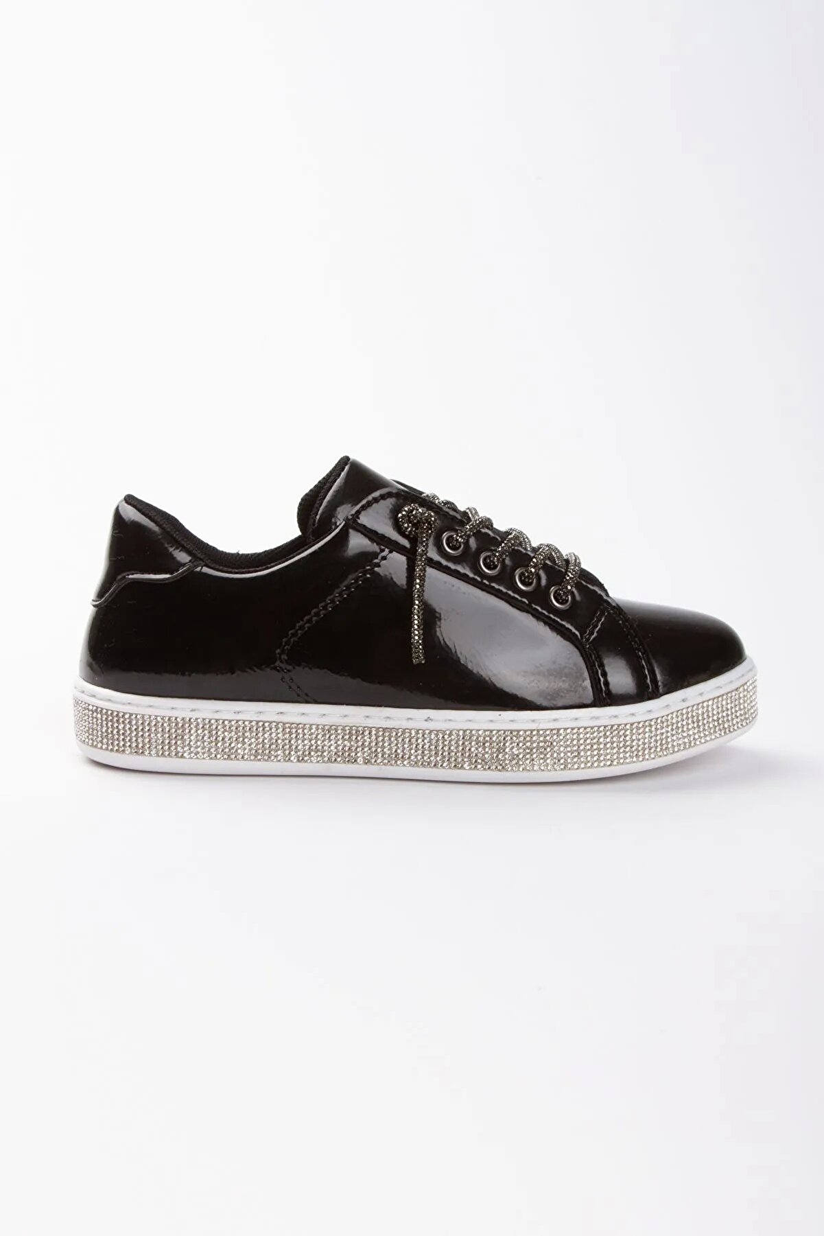 Gult Si̇yah 4 Cm Spor Ayakkabı Taş Detaylı