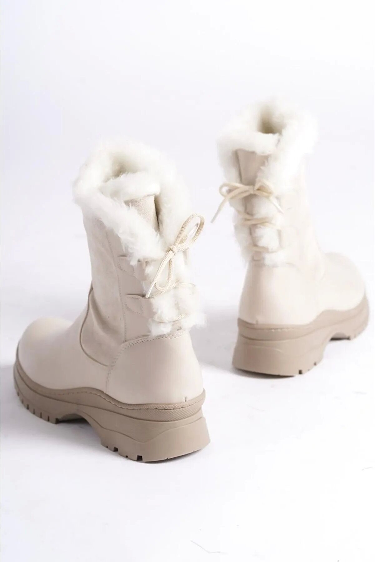 Gult Kadın Kürklü Bot Bej