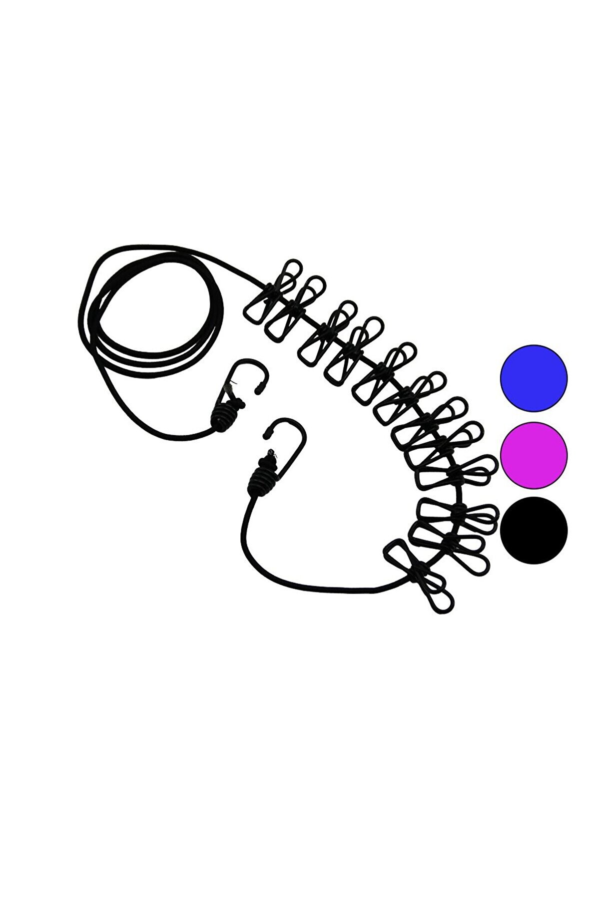 Go İthalat Renkli̇ Lasti̇k 12Pcs Metal Mandallı &Ccedil;amaşır İpi̇ (4457)