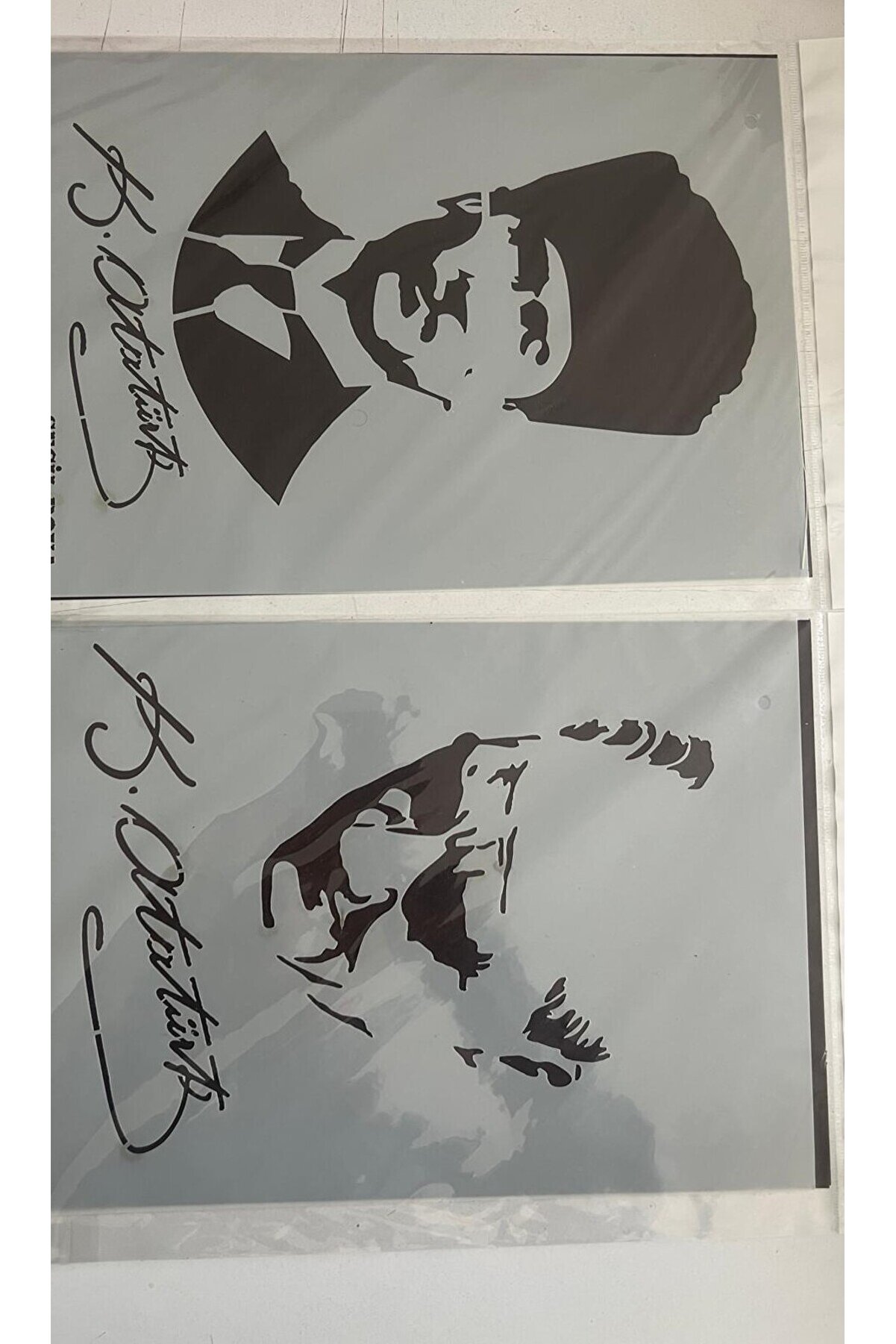 Ai̇rbrush Tattoo Büyük Boy Atatürk Stenci̇l Kalıp 2 Adet Bi̇rden