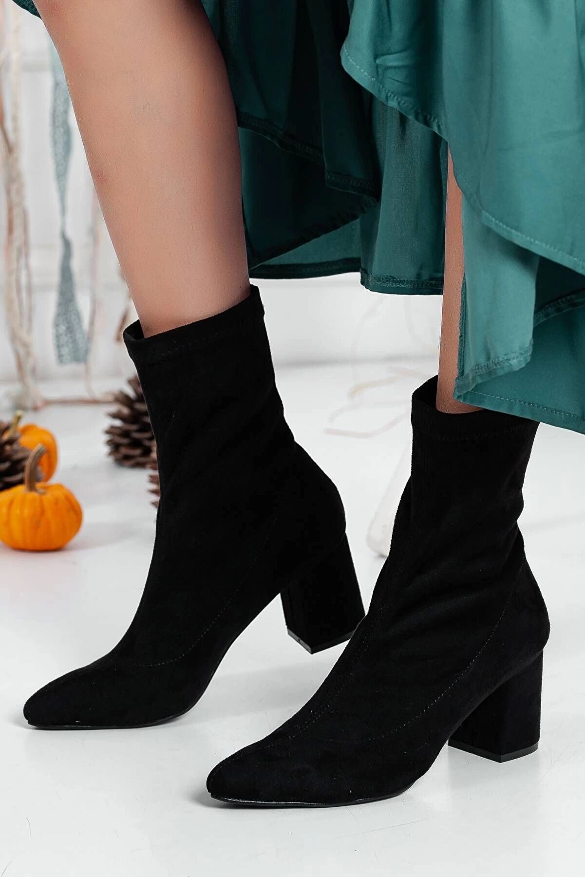 Gult Kadın Si̇yah Streç Bot, Kadın Süet Topuklu Bot & Booti̇e