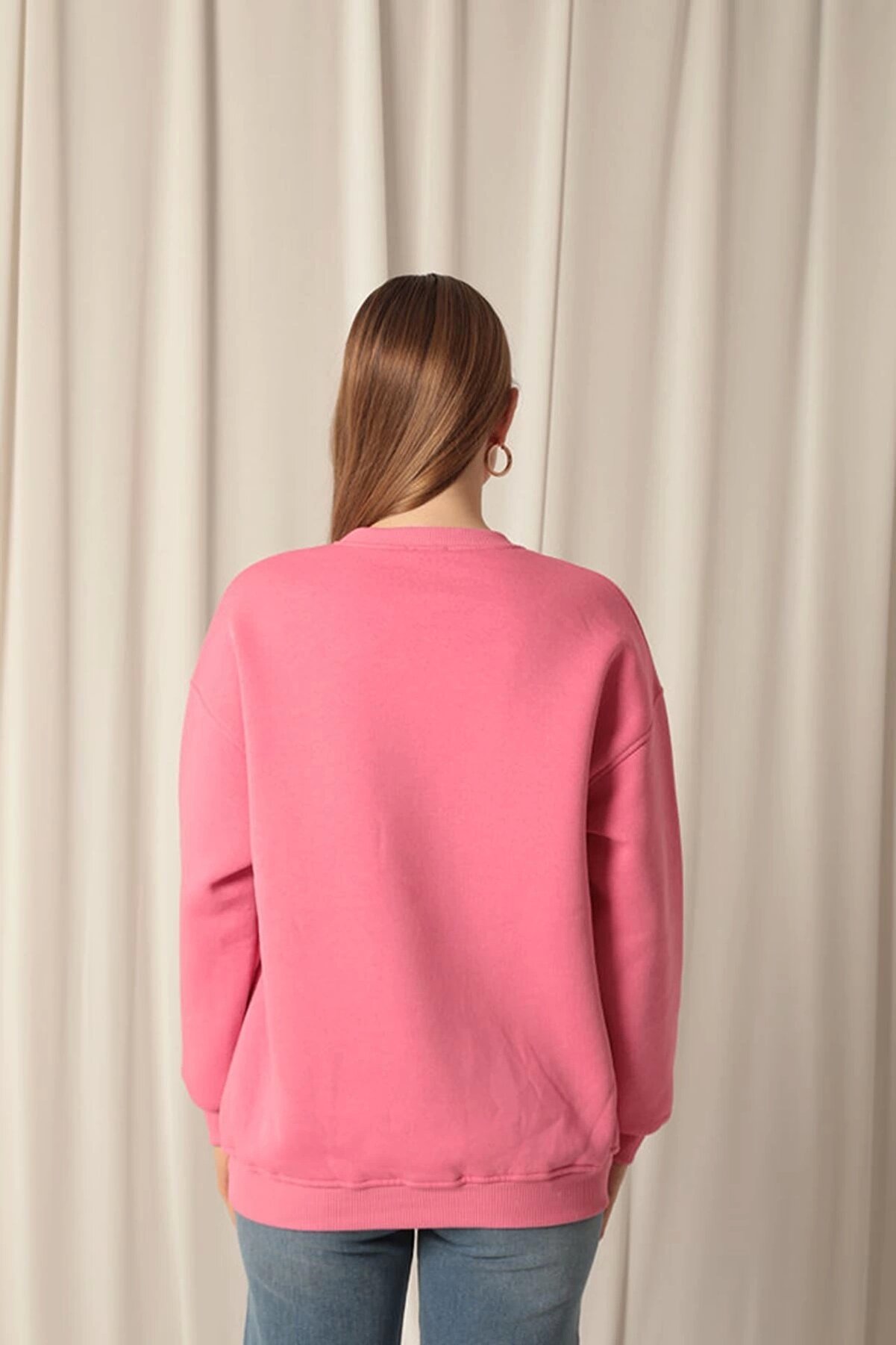 Lukas &Uuml;&ccedil; İpli̇k Karyokalı Sıfır Yaka Kadın Pembe Sweat