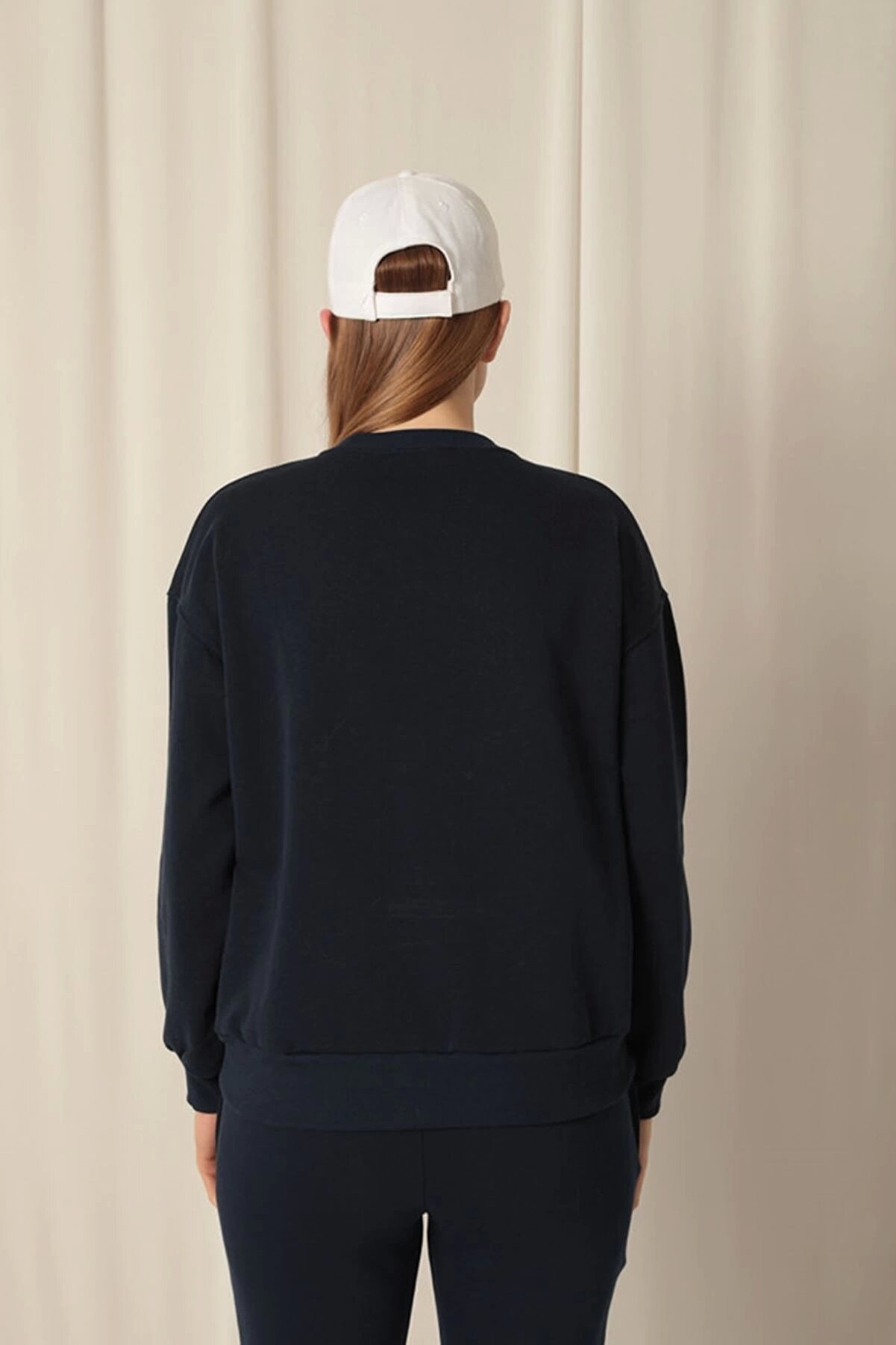 Tufeyo &Uuml;&ccedil; İpli̇k Kumaş Basıc Kadın Laci̇vert Sweat