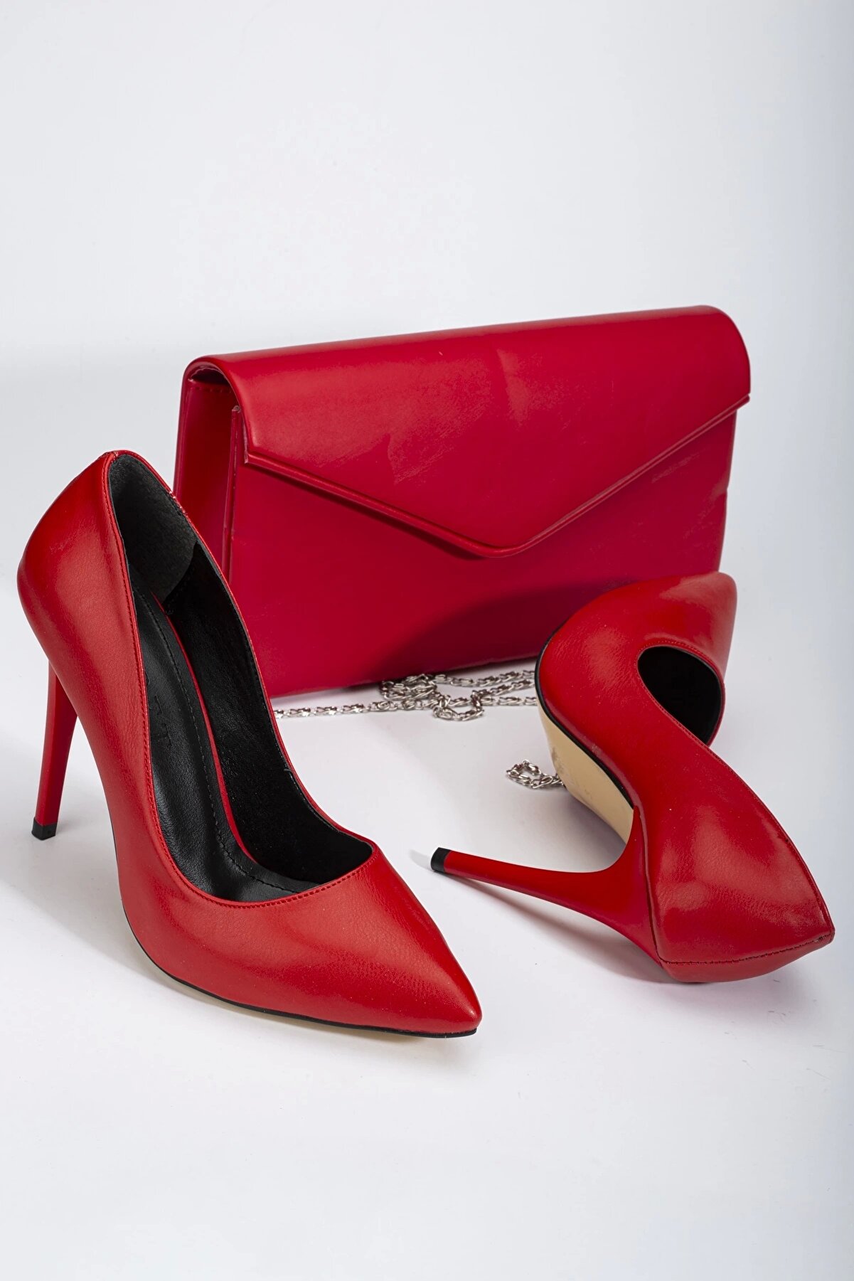 Gult Kadın Kırmızı Sti̇letto Kombi̇ni̇