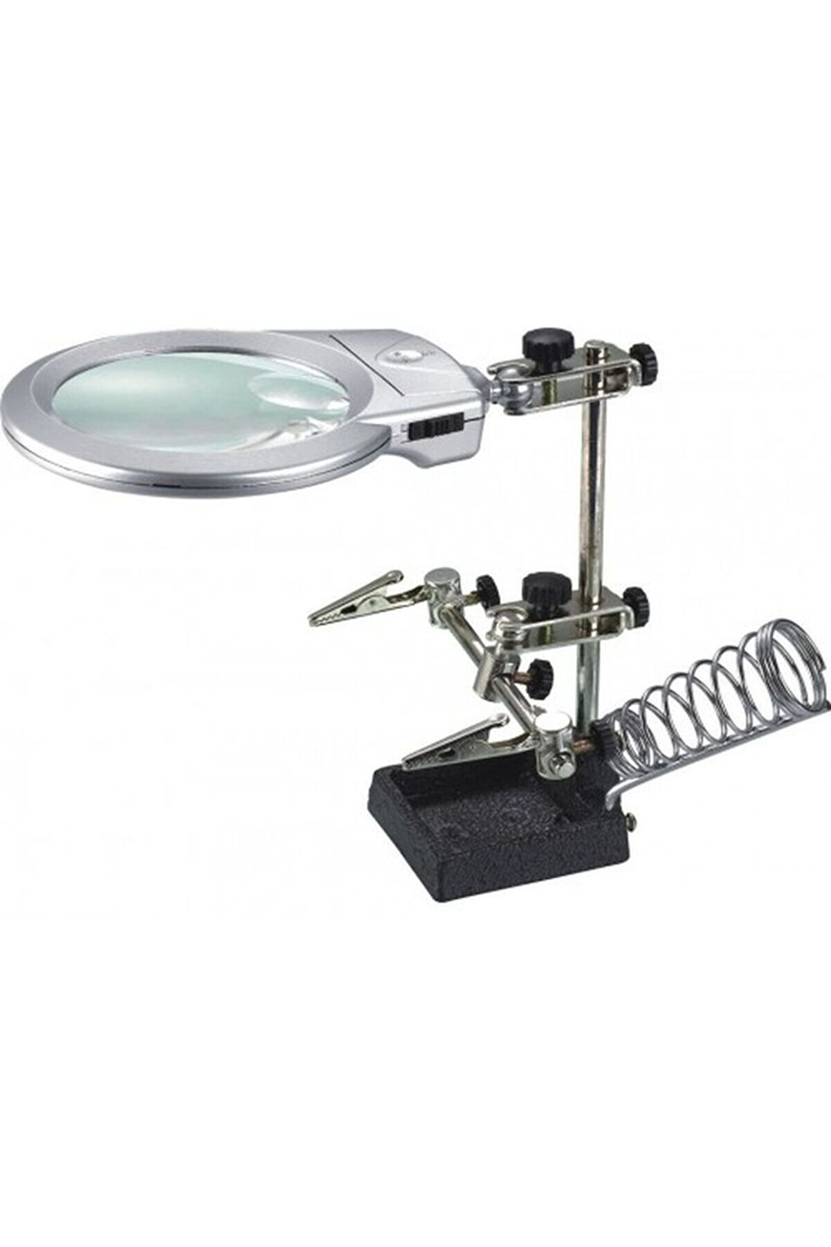 Ayarlanabi̇li̇r Başlıklı Elektroni̇kçi̇ Yardım Lehi̇m Standı Ile Ledli̇ Büyüteç Tdrtr