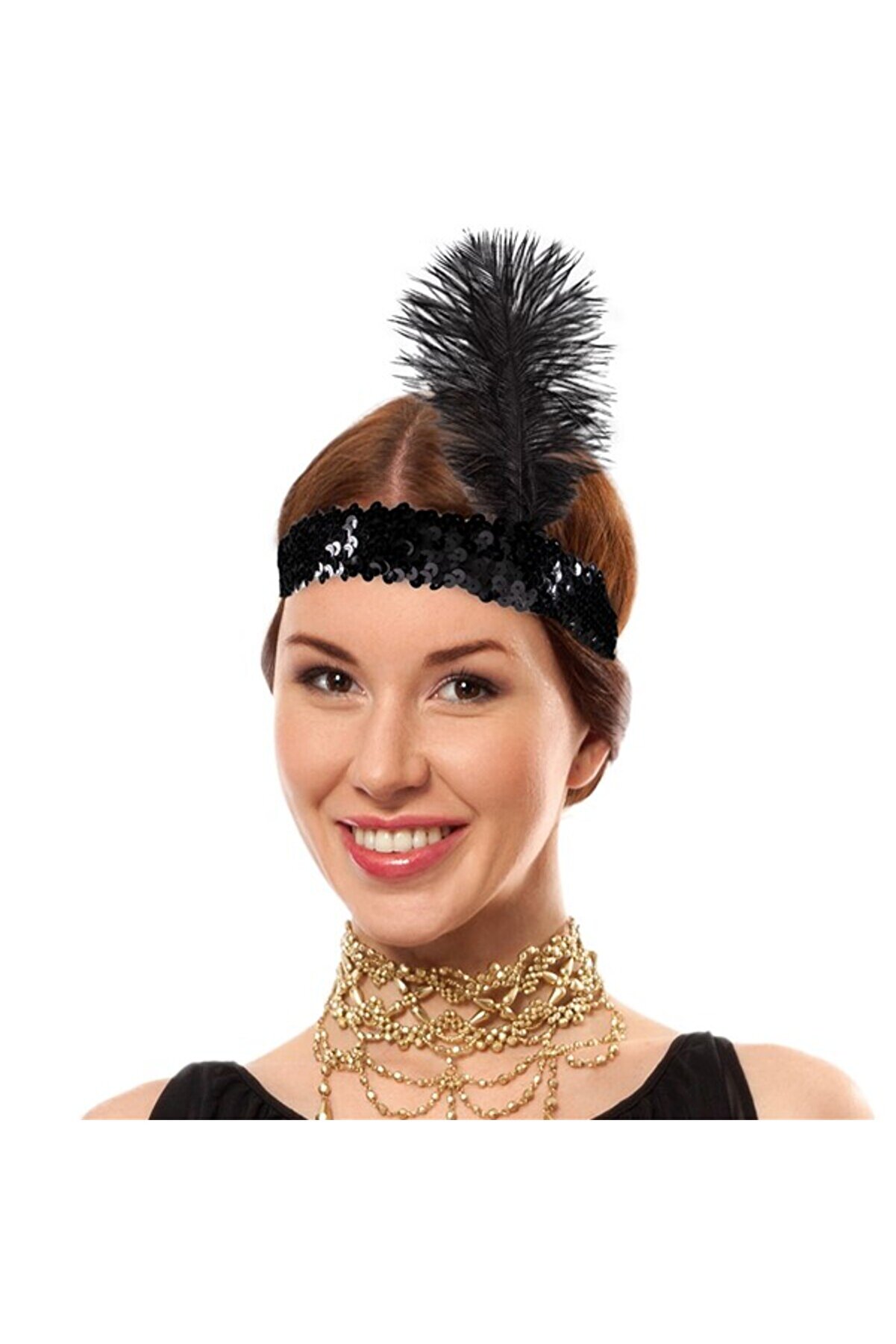 Go İthalat Si̇yah T&uuml;yl&uuml; &Ccedil;arli̇ston Sa&ccedil; Bandı - Esnek Tasarım Kost&uuml;m Aksesuarı Retro Sti̇l Parti̇ Ve &Ouml;zel 54458