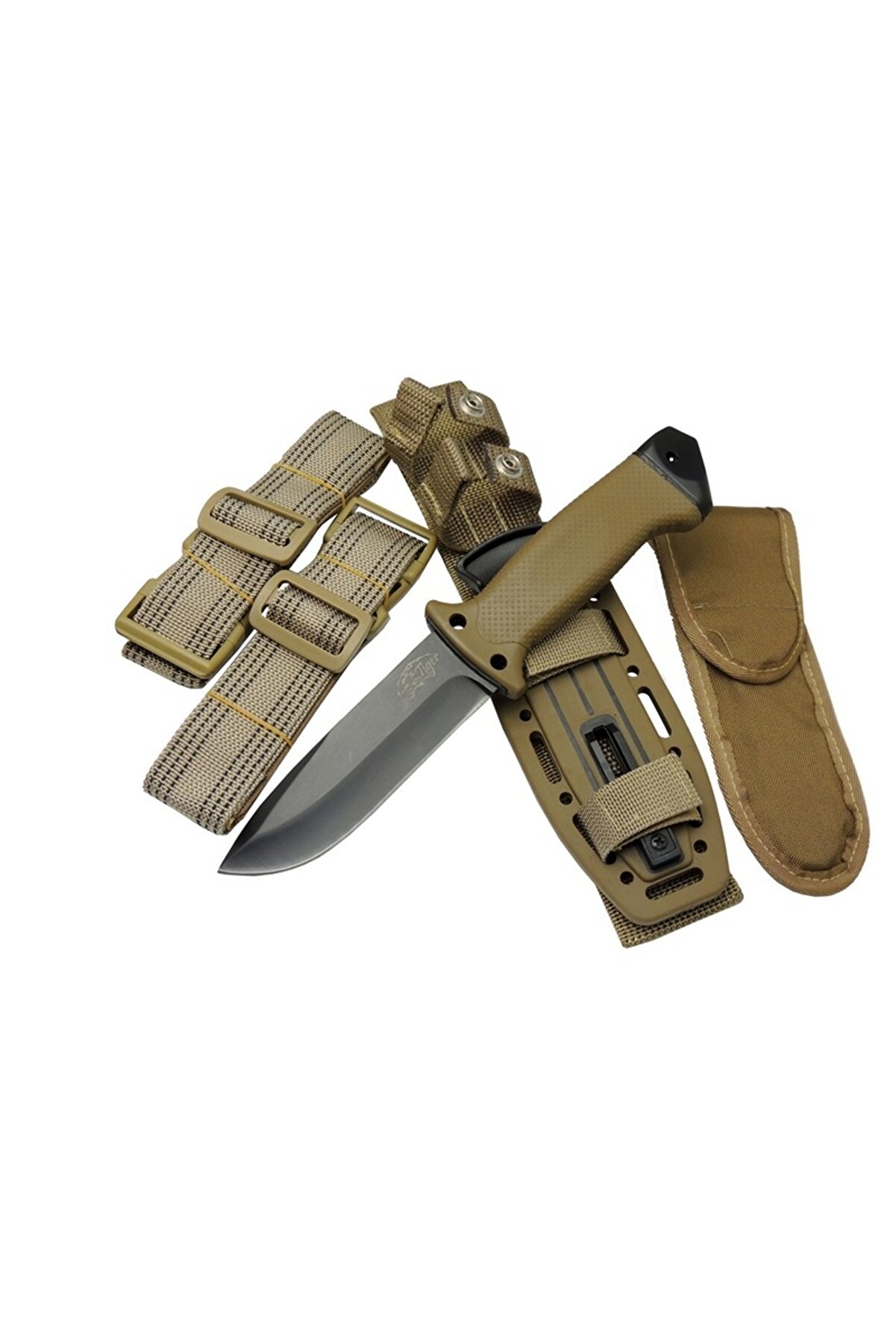 evimdeyokyok Columbia Tiger Tactical HTM 3321 B Kahverengi Outdoor / Survival Bıçak 27cm - Kauçuk Sap, Kılıflı, K