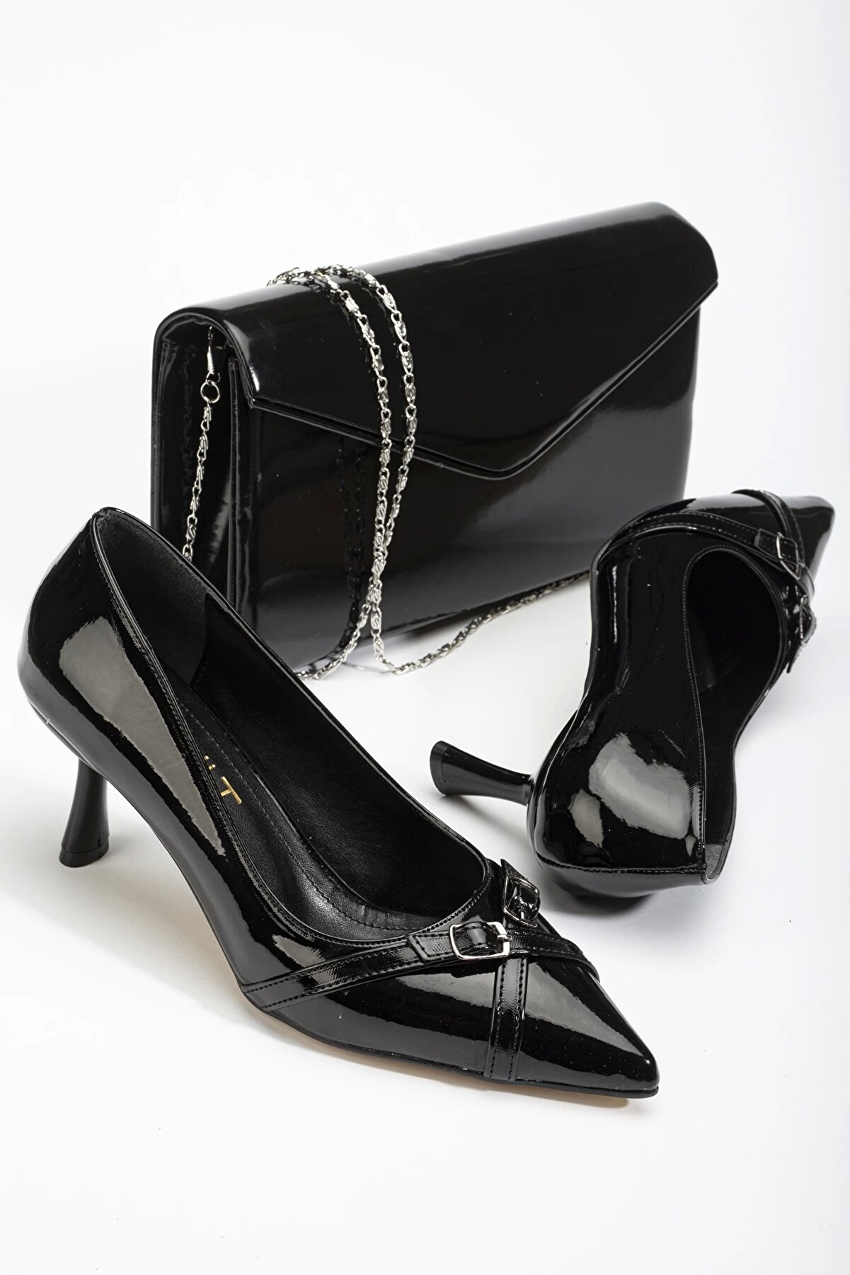 Gult 7 Cm Abi̇ye Rugan Kombi̇ni̇ Si̇yah