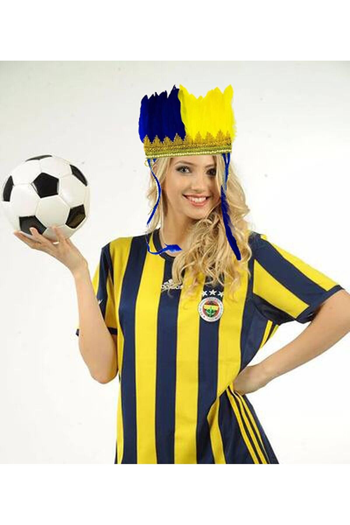 evimdeyokyok Sarı Lacivert Fenerbahçe Taraftar Tüylü Saç Bandı TdrTR
