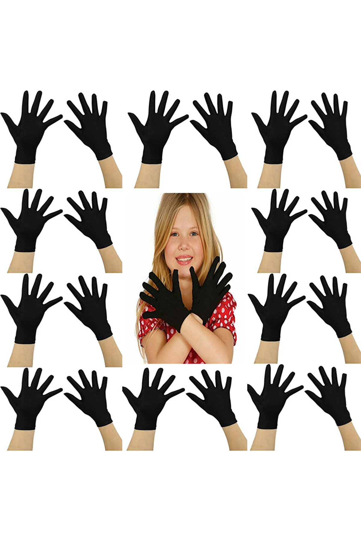 evimdeyokyok Siyah Renk Likralı 23 Nisan 29 Ekim 19 Mayıs Gösteri Bando Eldiveni 10 Çift ( 20 Adet ) Tdrtr