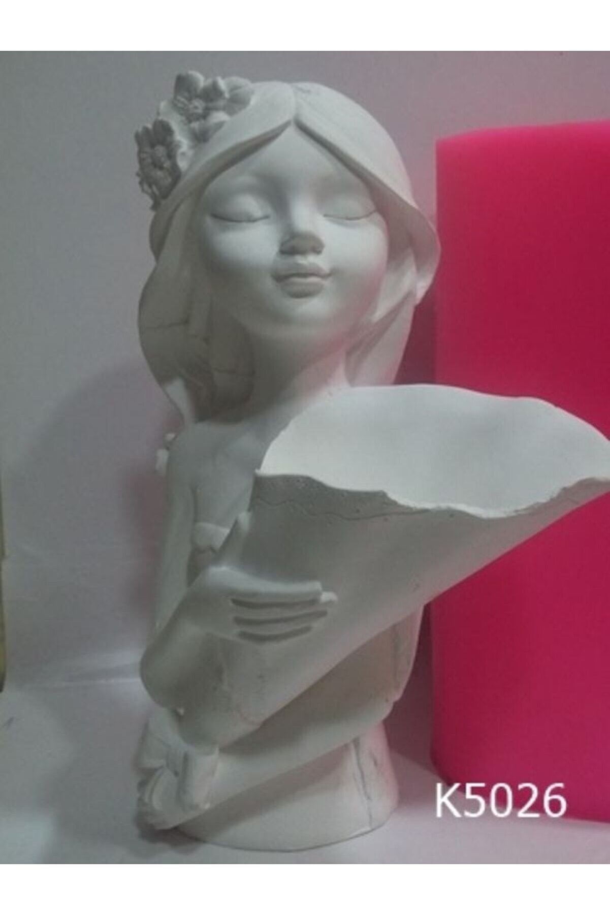 Kalıpcınızburada Çi̇çekli̇ Kız Vazo Si̇li̇kon Kalıp - K5026