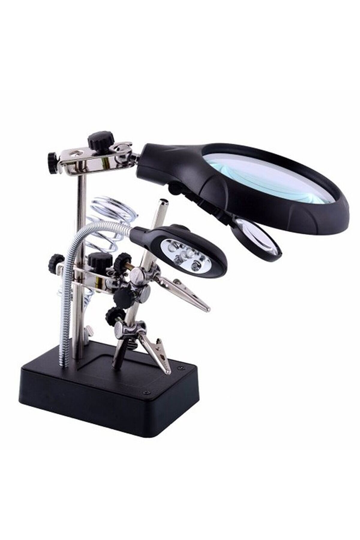 Masa Üstü Mandallı 2.5X90 Mm 7.5X34 Mm Mercekli̇ Adaptörlu Işıklı Büyüteç Tdrtr