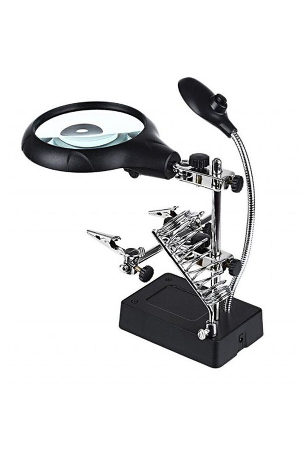 evimdeyokyok Masa Üstü Mandallı 2.5x90 Mm 7.5x34 Mm Mercekli Adaptörlu Işıklı Büyüteç Tdrtr