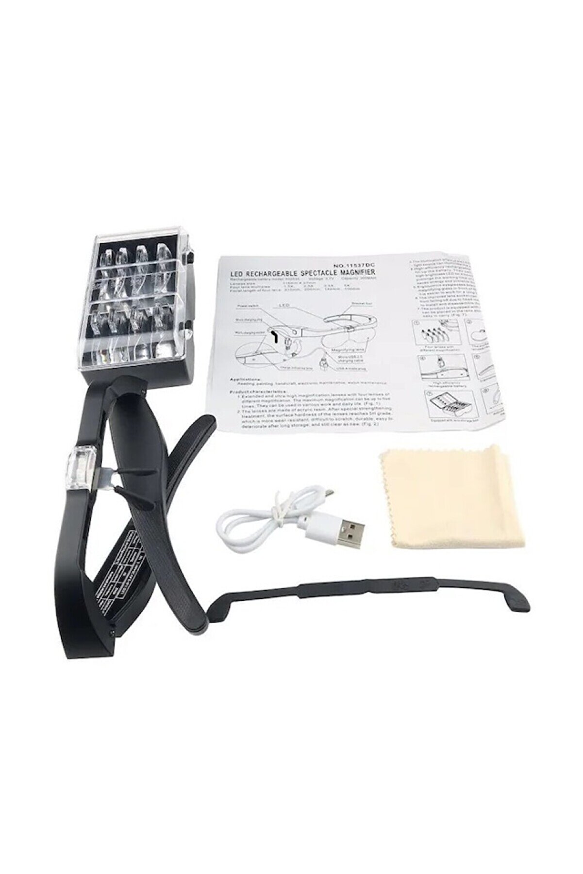 evimdeyokyok Şarjlı Gözlük Büyüteç 4 Farklı Lens -11537dc Tdrtr