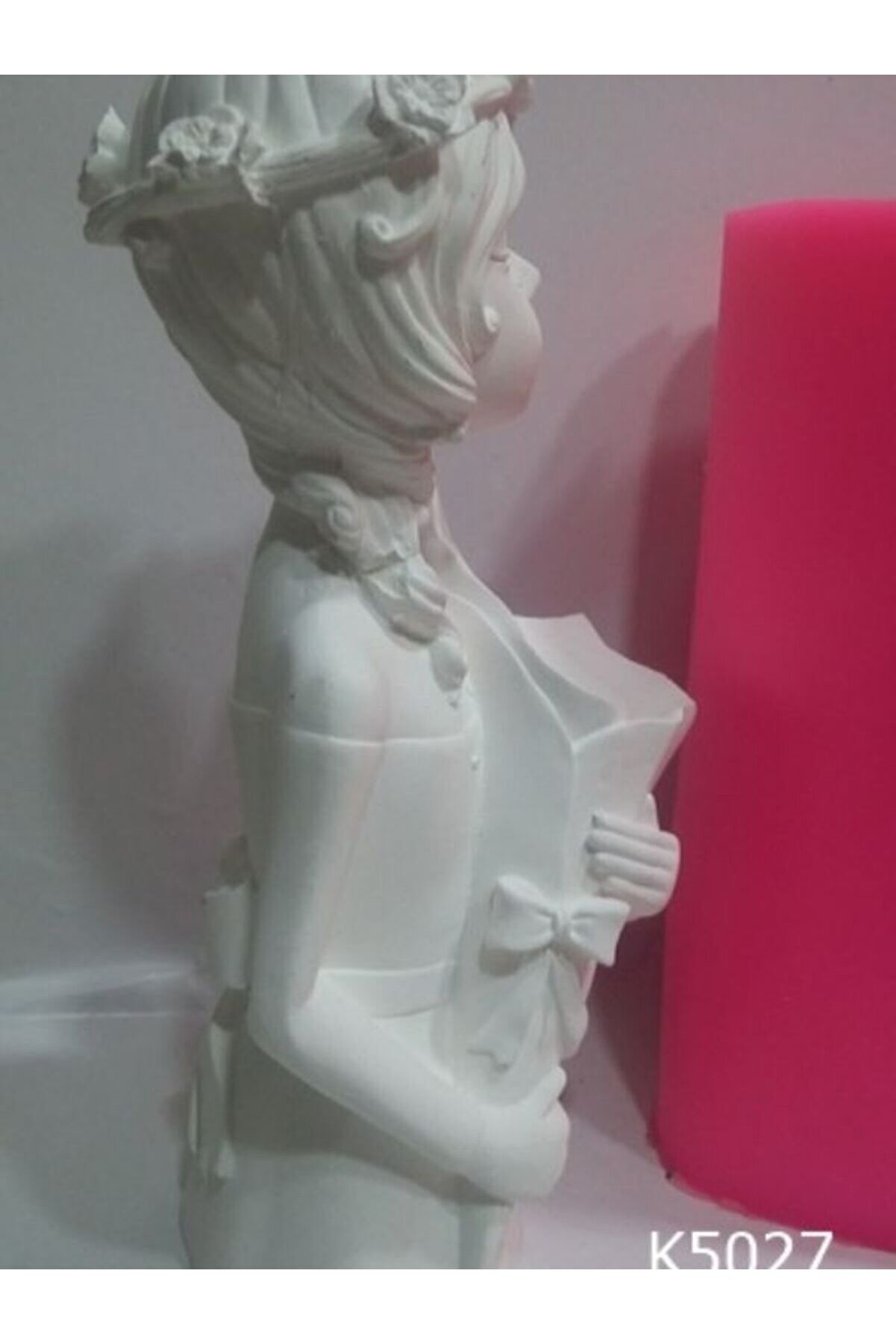 Kalıpcınızburada Çi̇çek Taçlı Kız Vazo Si̇li̇kon Kalıp - K5027