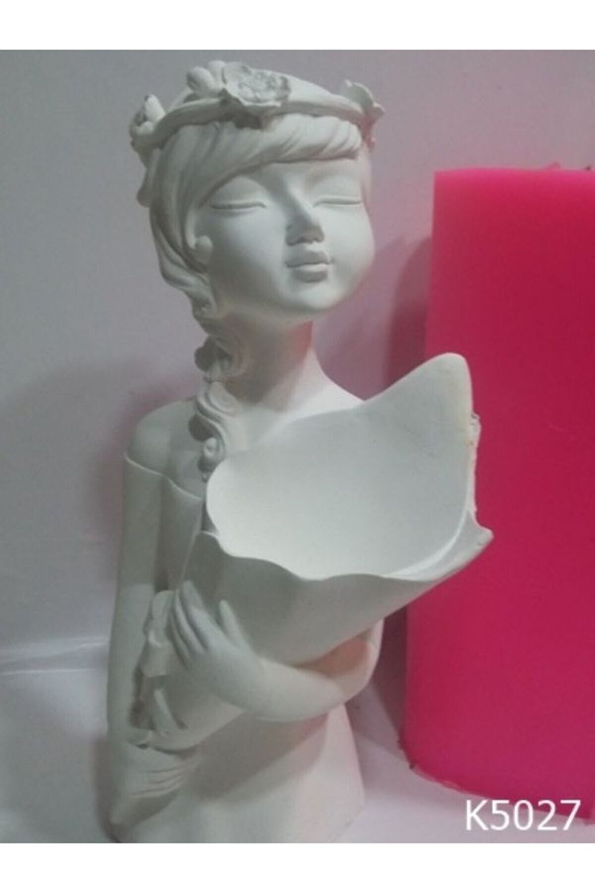 Kalıpcınızburada Çi̇çek Taçlı Kız Vazo Si̇li̇kon Kalıp - K5027