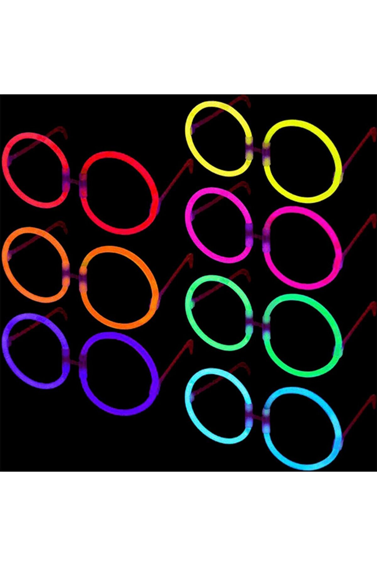 evimdeyokyok Glow Stick Yuvarlak Gözlük - Glow Partisi Gözlükleri - Glow Stick Gözlük 12 Adet Tdrtr