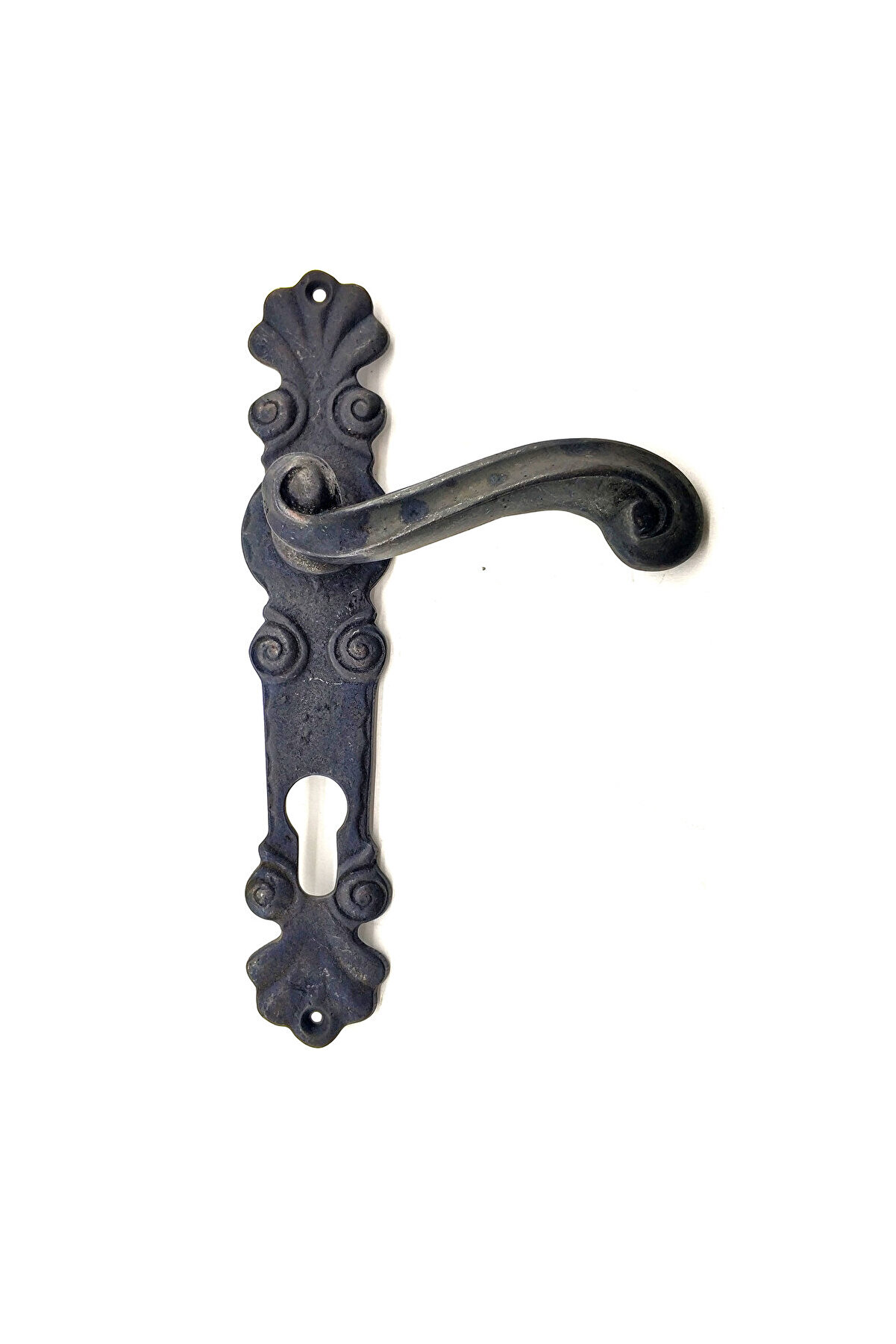 evimdeyokyok Antika Tarz Dekoratif Pirinç Okyanus Yale Kapı Kolu - 230x46 Mm, Oksit Tdrtr