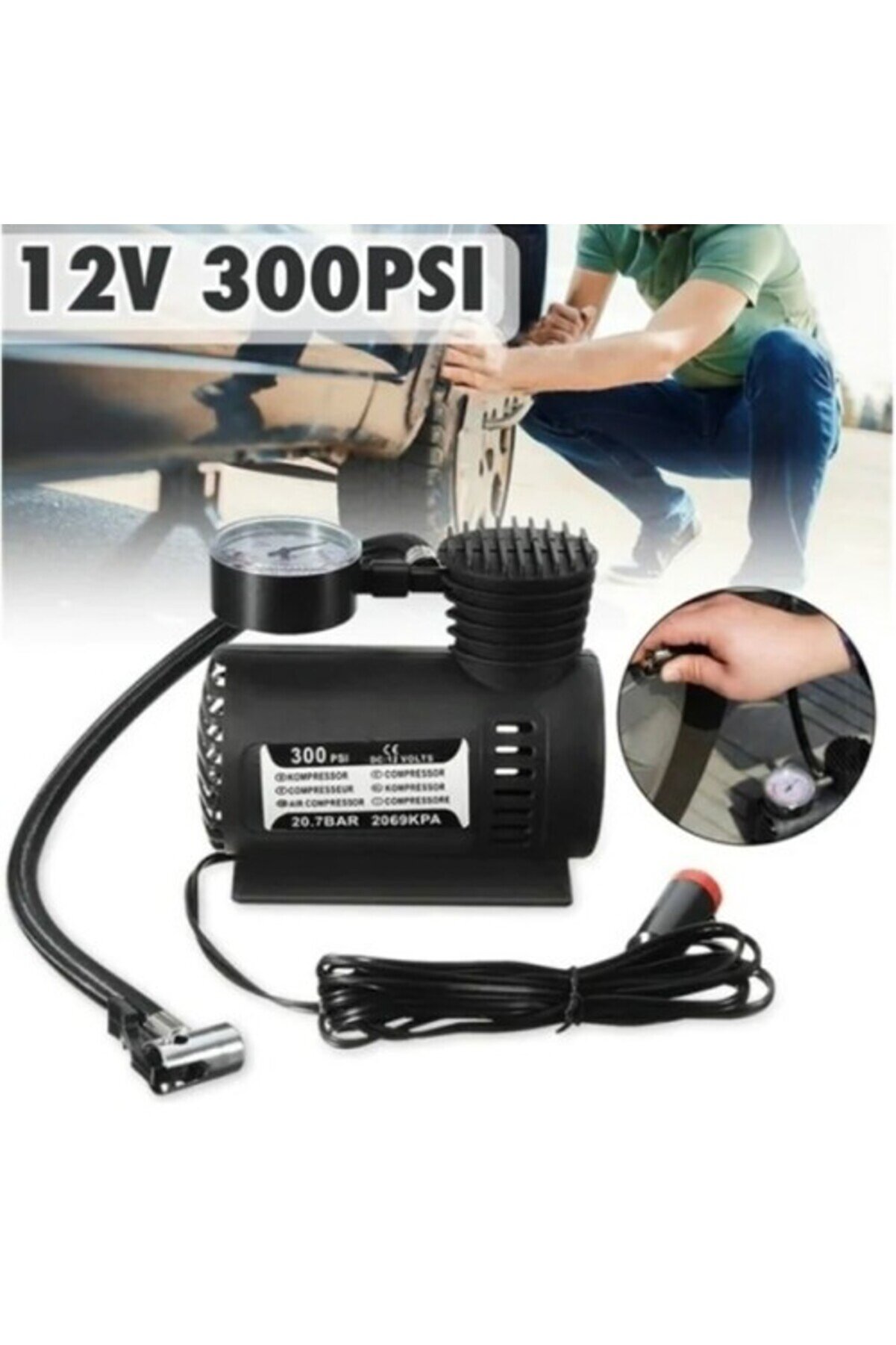Plasti̇k Gövdeli̇ Si̇yah Mi̇ni̇ Hava Kompresörü