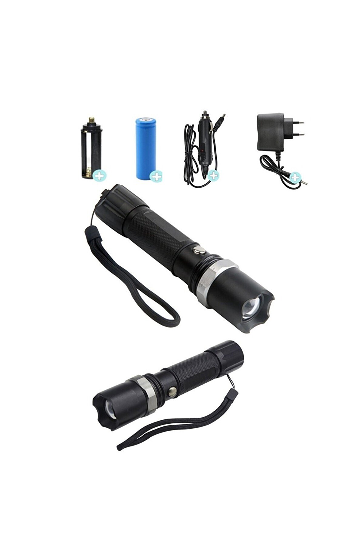 evimdeyokyok Swat Profesyonel Şarjlı El Feneri Ledli Flashlight Zoom Özellikli 6 Parça Full Set