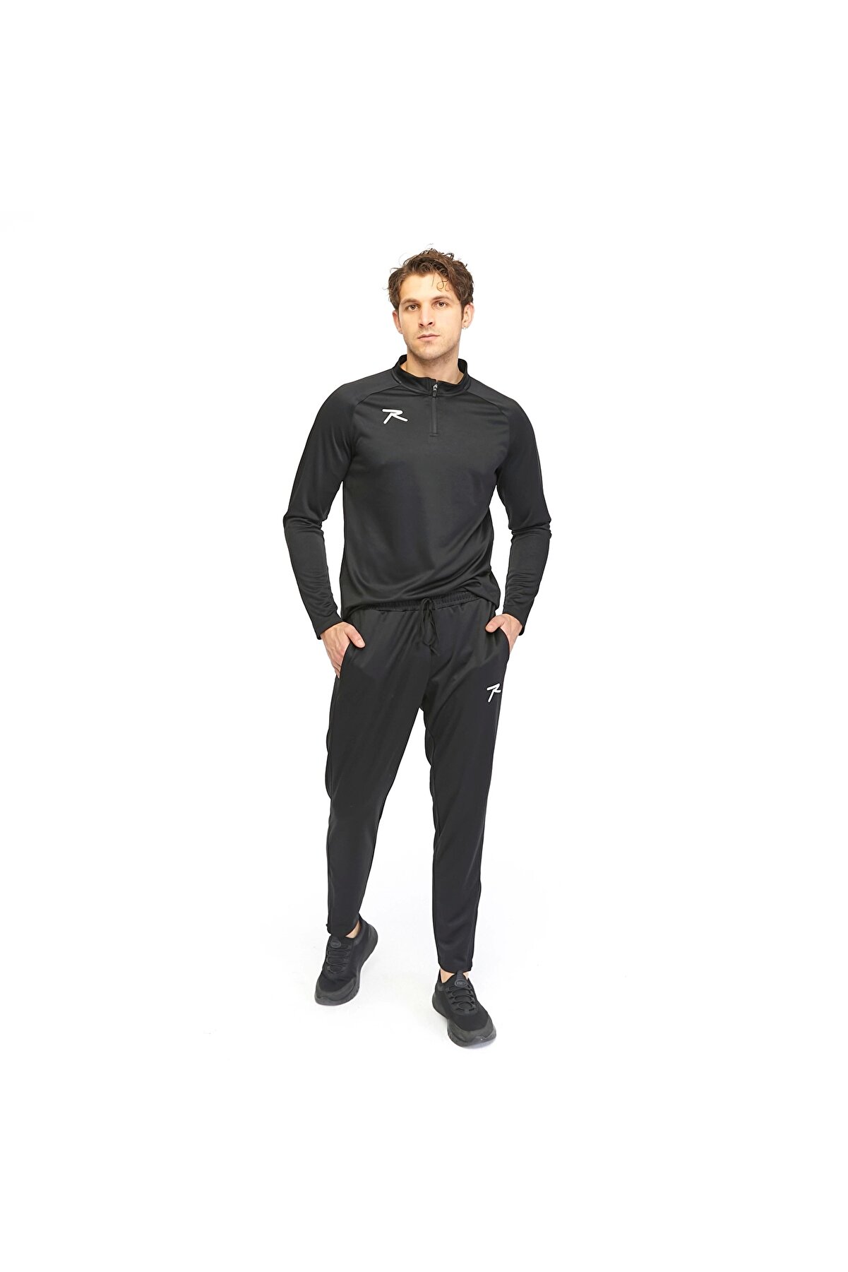 Raru Yarım Fermuarlı Eşofman Takımı Malens Si̇yah