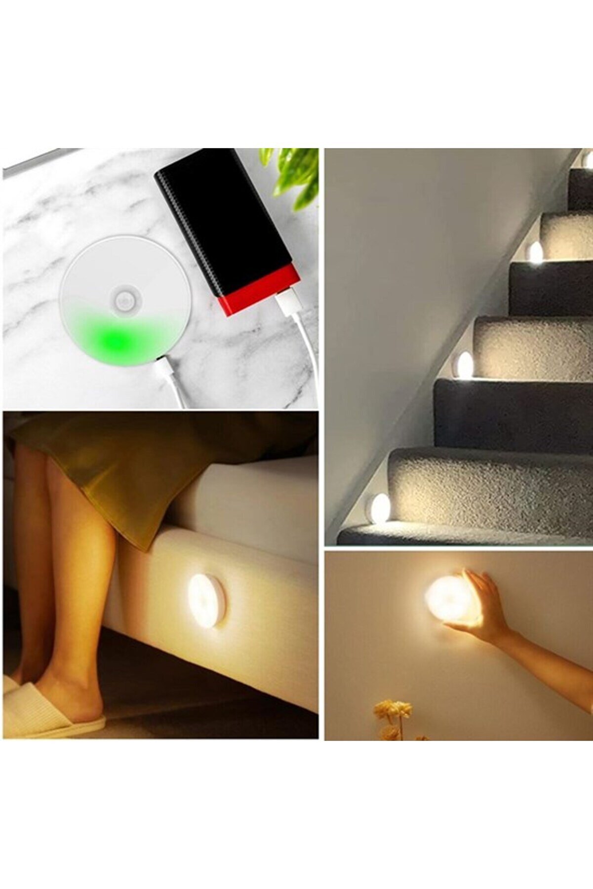 Go İthalat Sens&ouml;rl&uuml; Mıknatıslı Yapışkanlı - &Ccedil;ekmece - Dolap K&ouml;şe Aydınlatıcı Kablosuz Şarjlı Led Spot Mutfak L