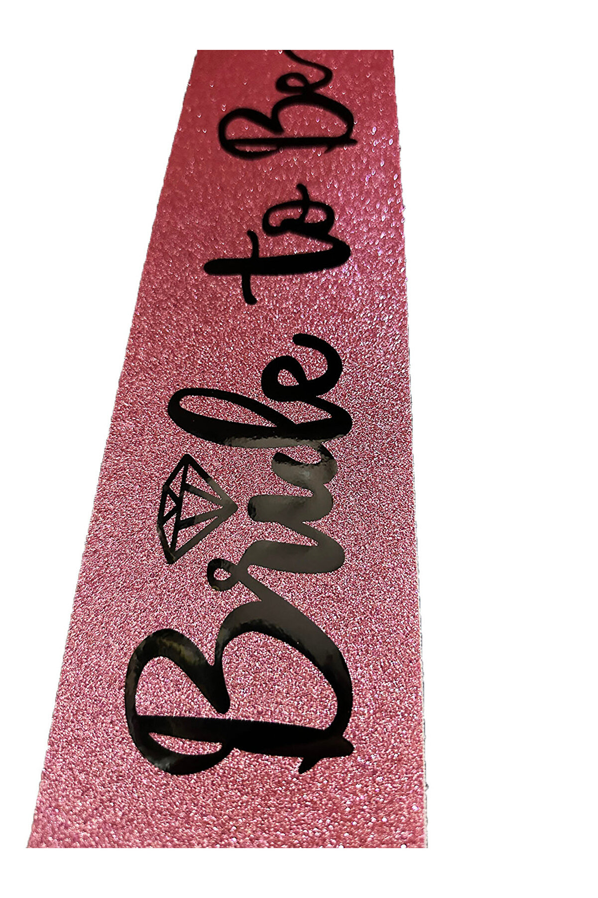 Go İthalat Pembe &Uuml;zeri̇ Si̇yah İtali̇k Alyanslı Bri̇de To Be Yazılı Si̇mli̇ Işıltılı Kuşak Kemer 10 Cm Geni̇şli̇k