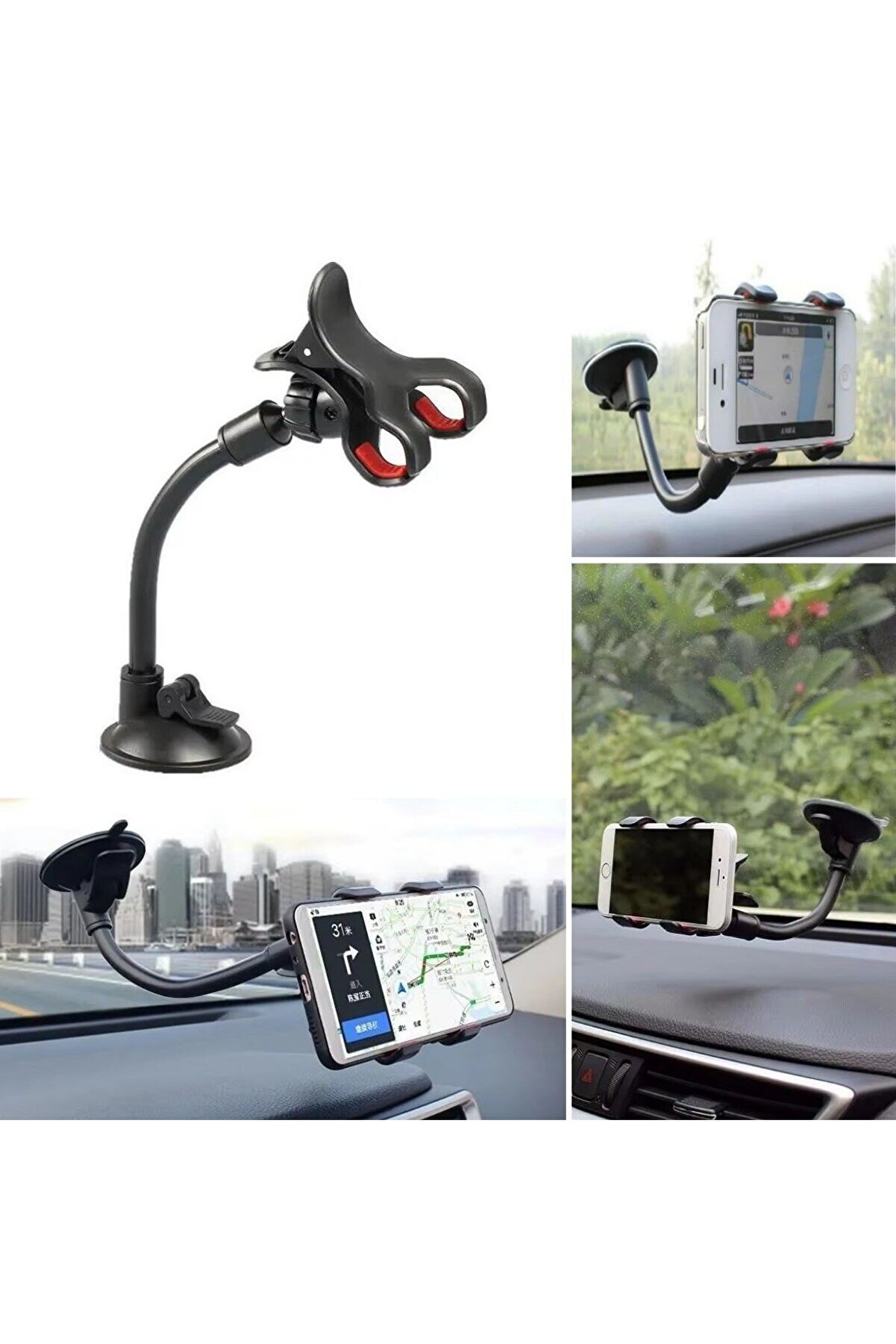 Go İthalat Akrobat Cama Sabi̇tlenen Vakumlu 360 Derece D&ouml;nen T&uuml;m Modellere Uyan Telefon Tutucu